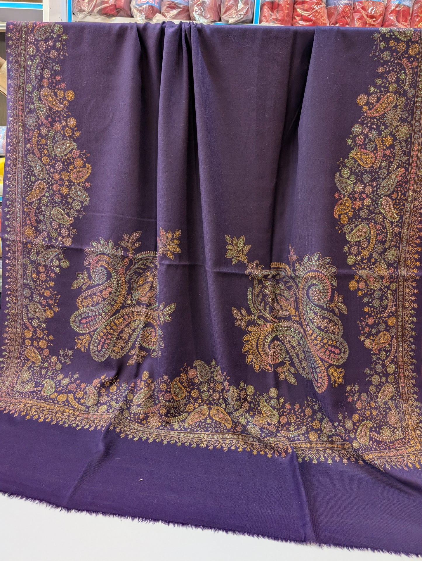 Pashmina Shawl | Hand Embroidery Beautiful Shawl in Sale | Dark Purple
