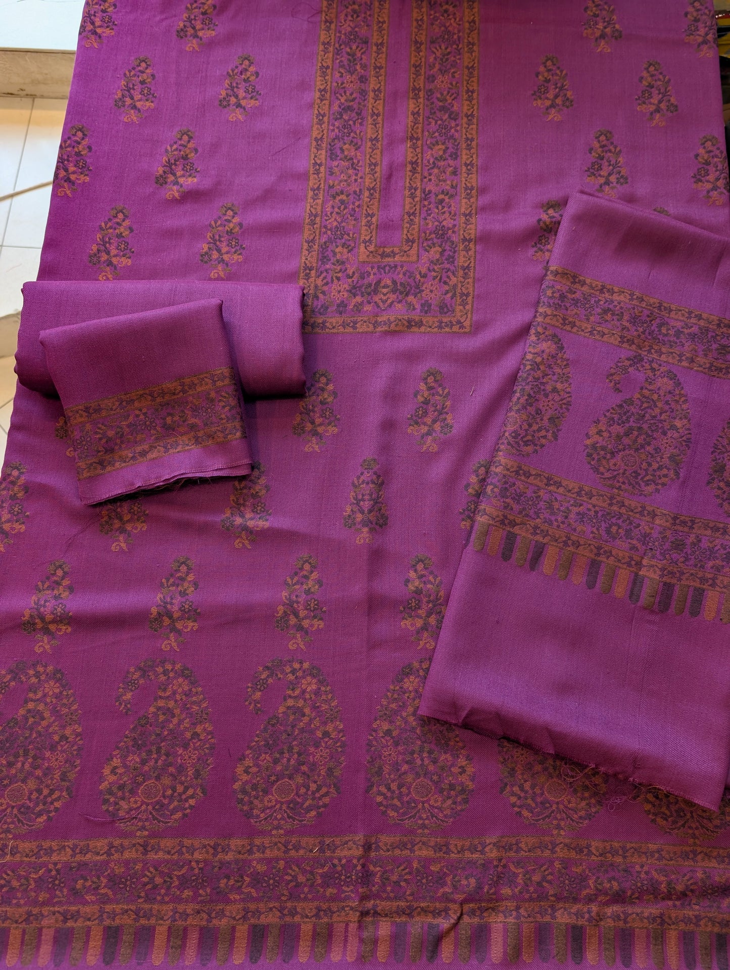 Special Kani 3 Piece Unstitched Suit | Dark Purple