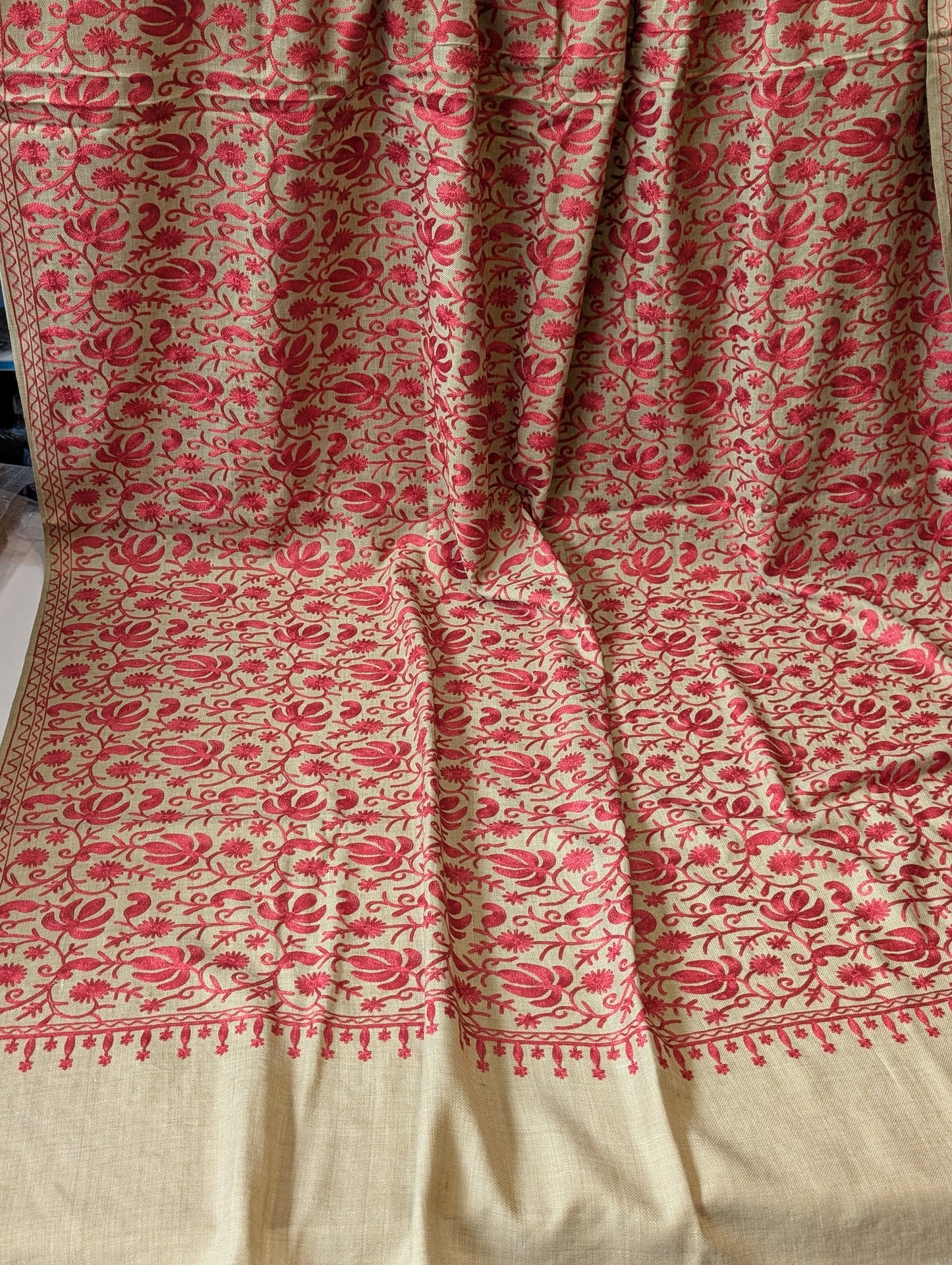 Skin Pink Pashmina Embroidered Shawl | Kashmiri Aar Work Embroidery Perfect Gift in Sale Price
