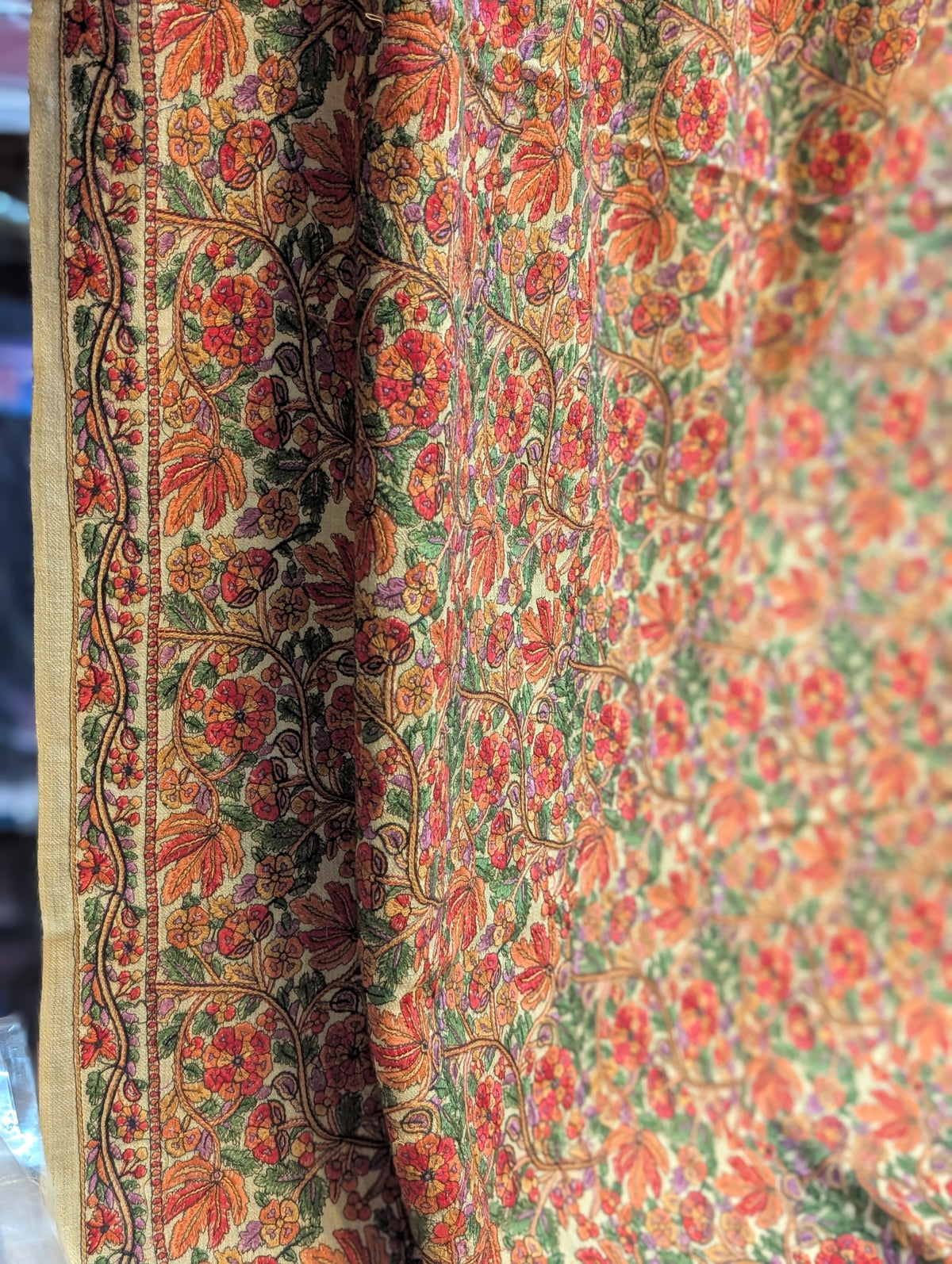 Full Embroidered Jama Jaal Pashmina Shawl | Skin
