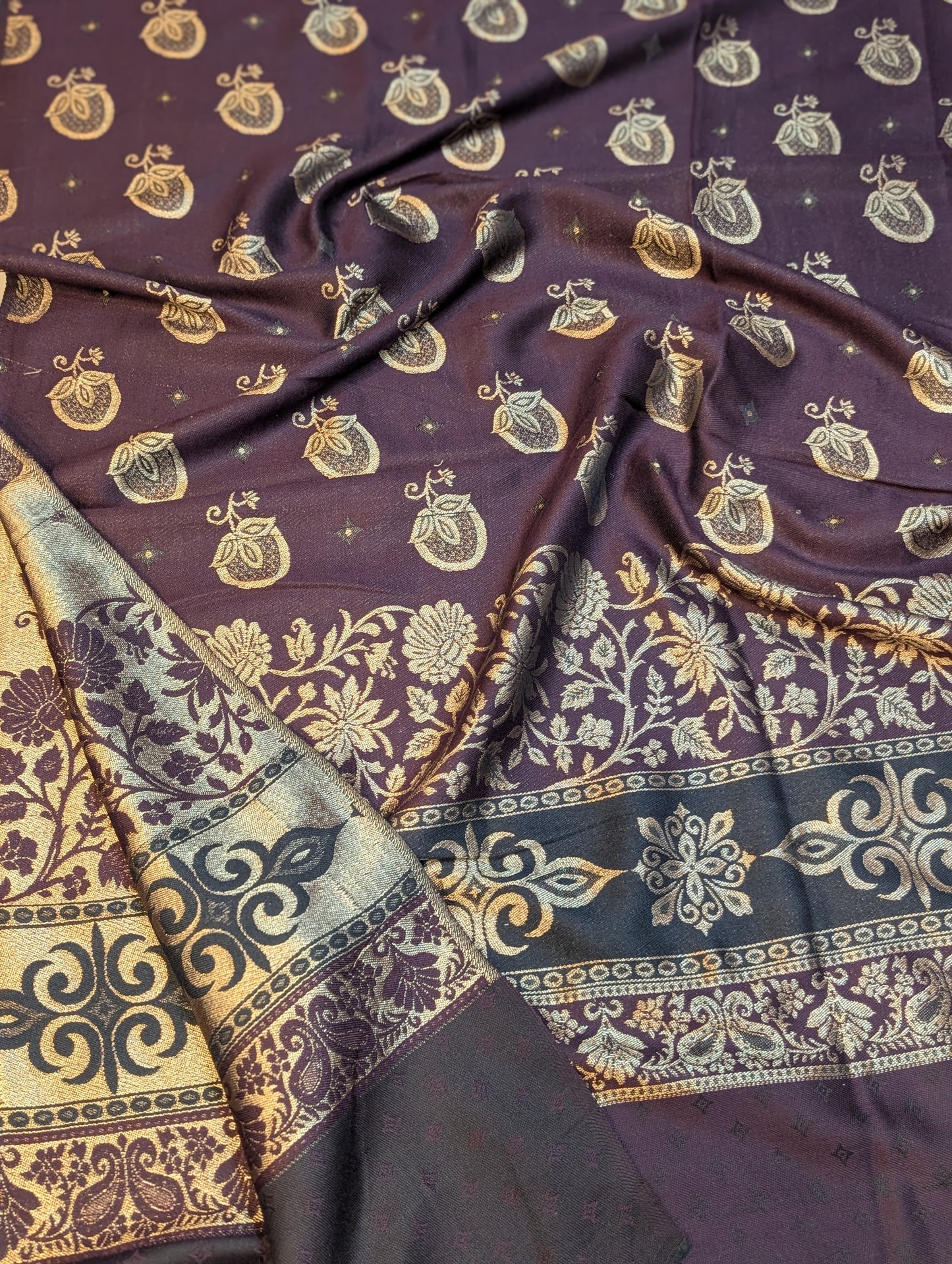 3 Piece Suit | Plain Marina Suit With Pashmina Lining Shawl Perfect Gift | Brown