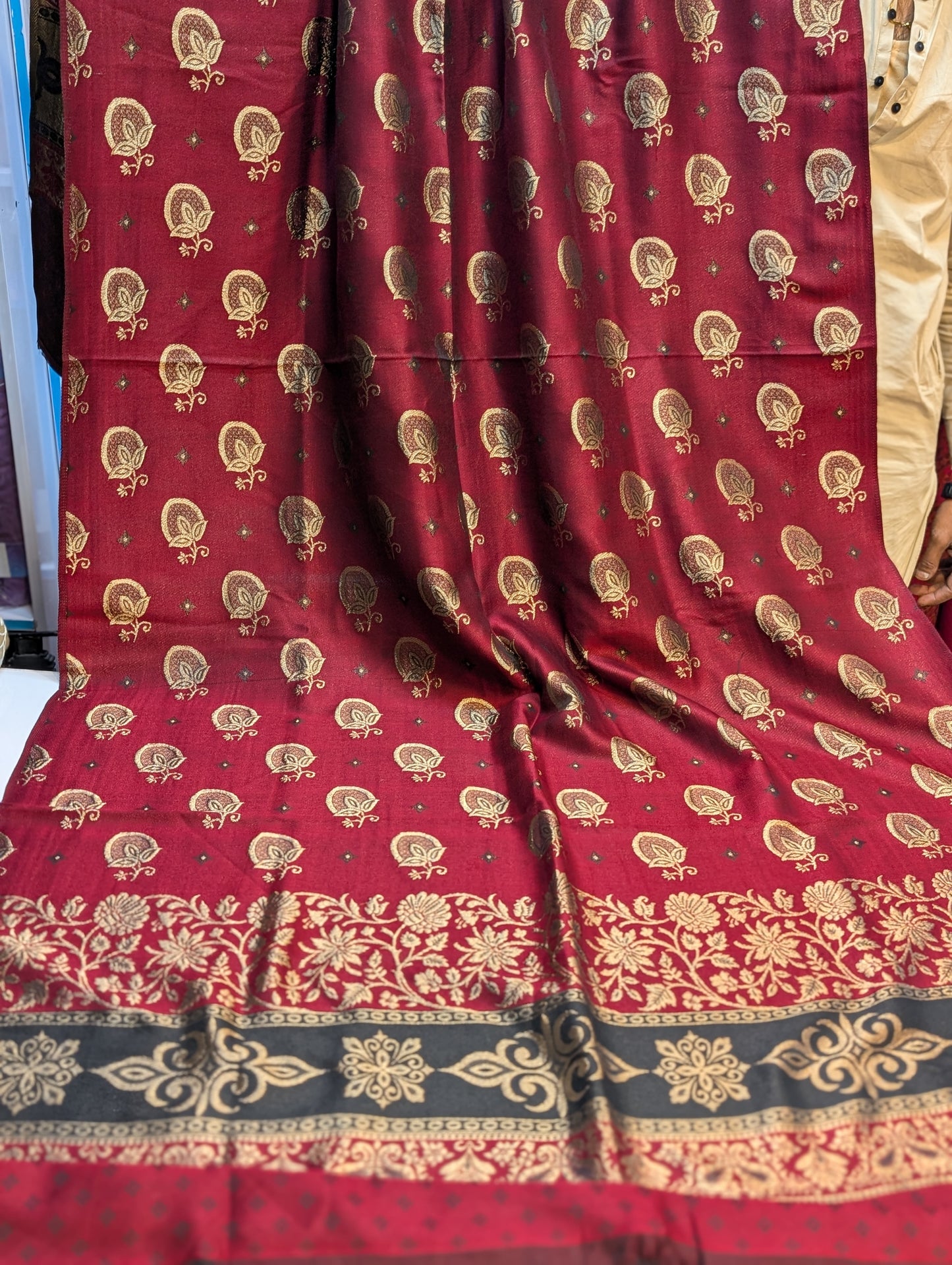 Pashmina Banarsi Shawl Full Length | Maroon