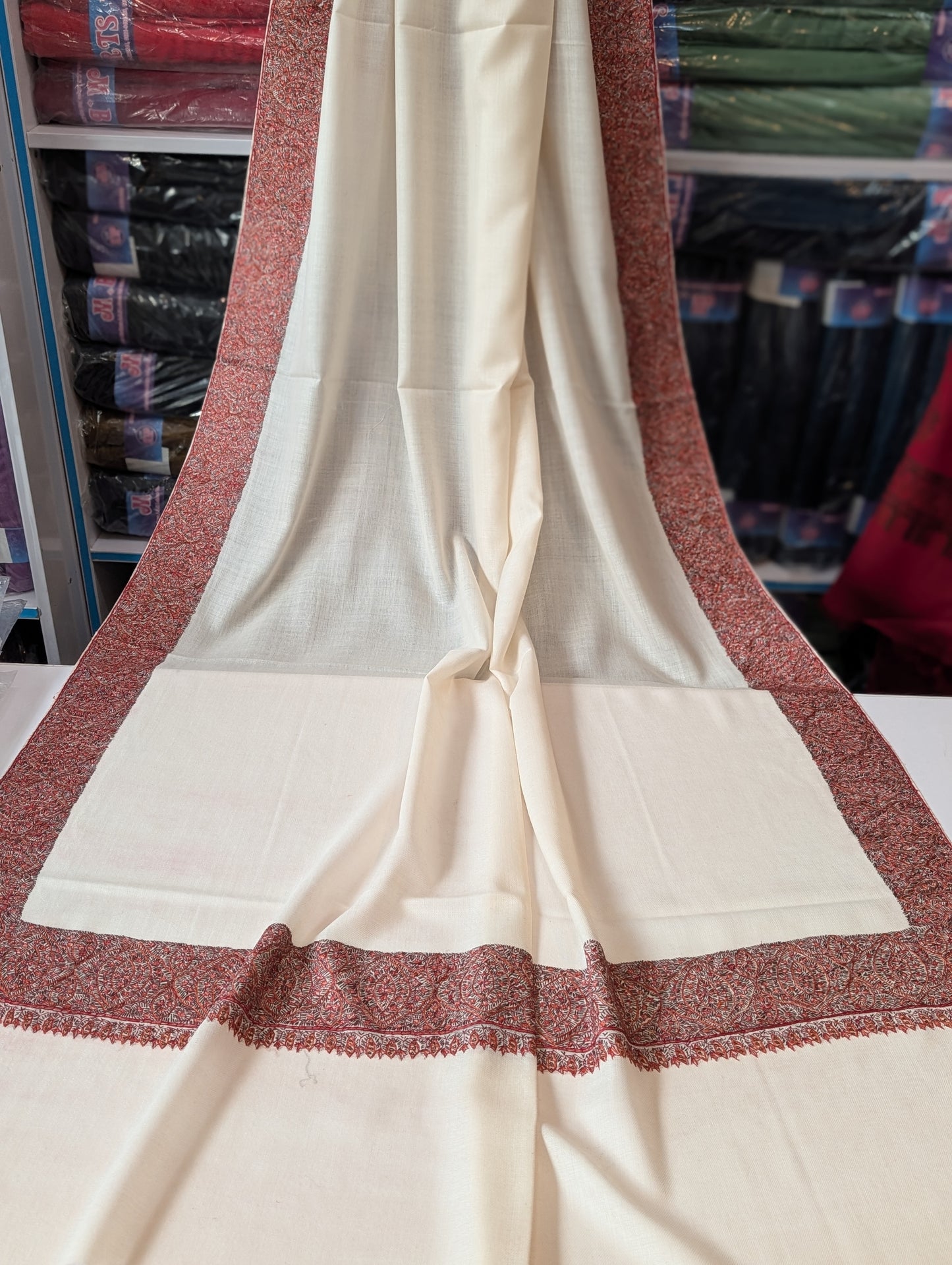 Kashmiri Shawl | Handmade Border Embroidery Made in Kashmir Pure Pashmina
