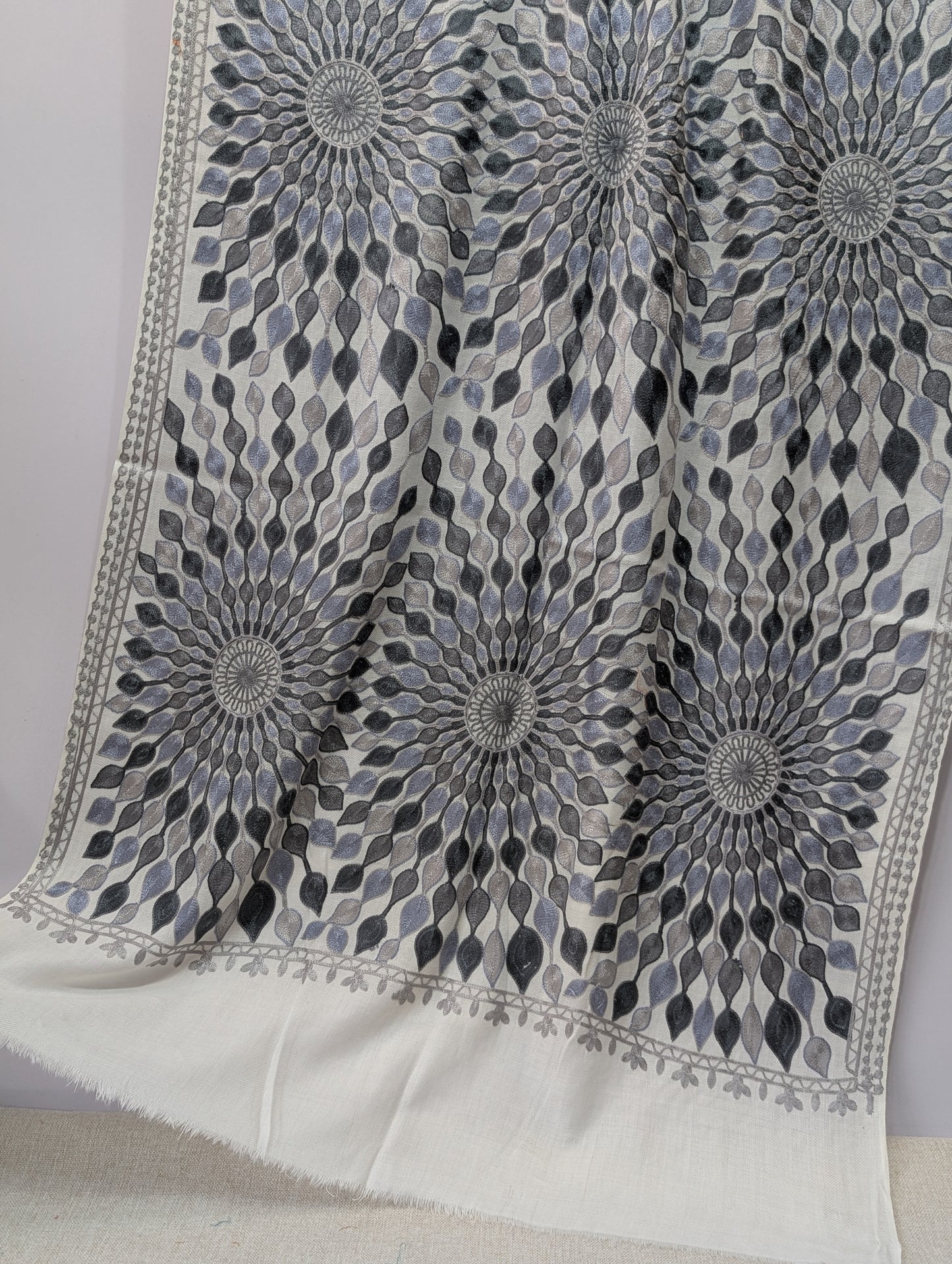 Pashmina Stole Suraj Jaal Full Embroidery Kashmiri Work in Sale Price perfect Gift