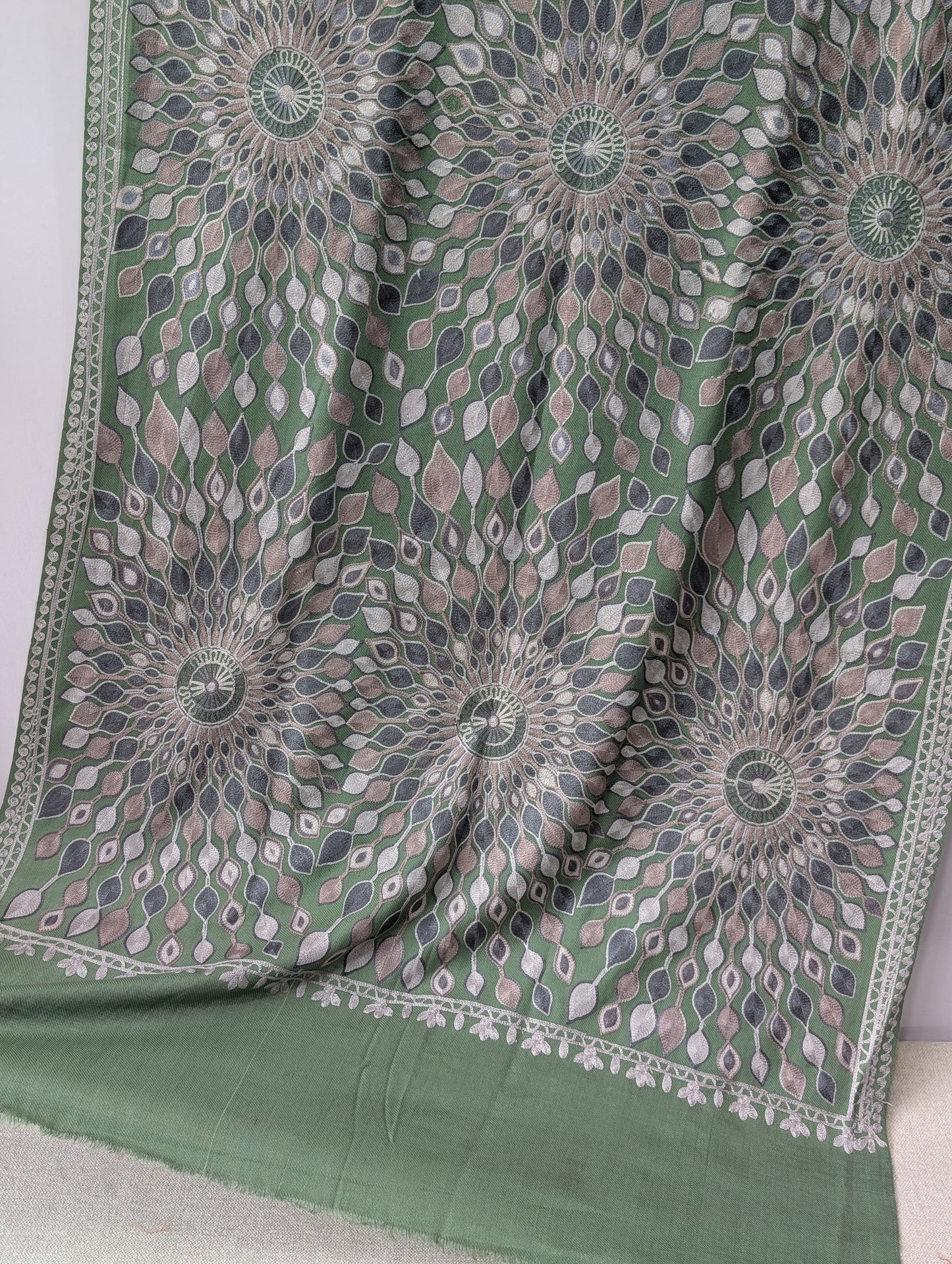 Pashmina Stole Suraj Jaal Full Embroidery Kashmiri Work in Sale Price perfect Gift
