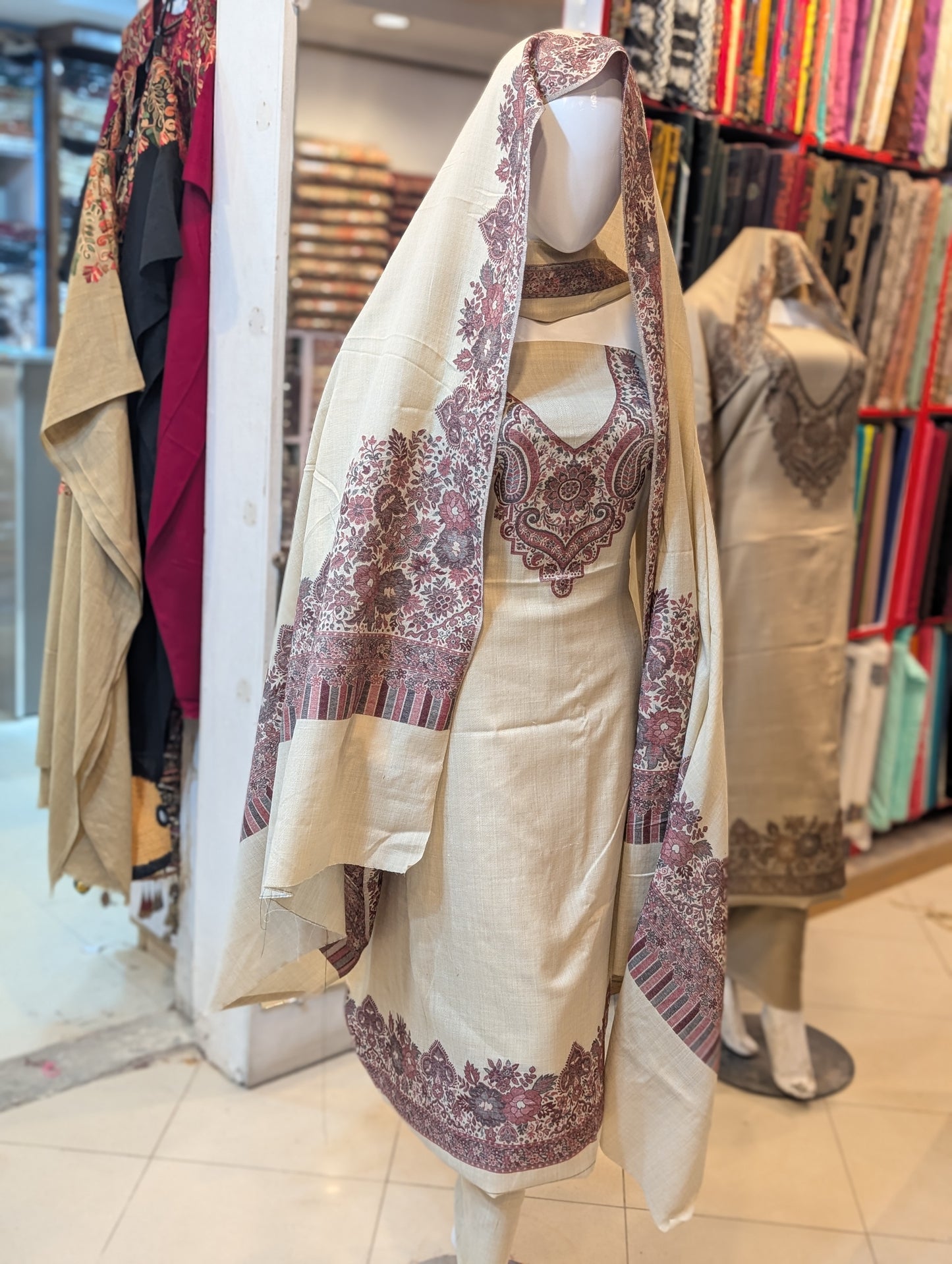 Special Kani 3 Piece Unstitched Suit Gala Daman | Skin