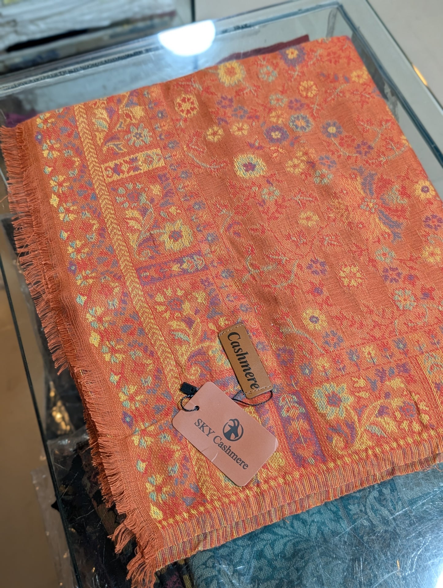 New Kani Stole Sky Cashmere Acrylic Wool | Weaved Kani Wool Stole | Rust