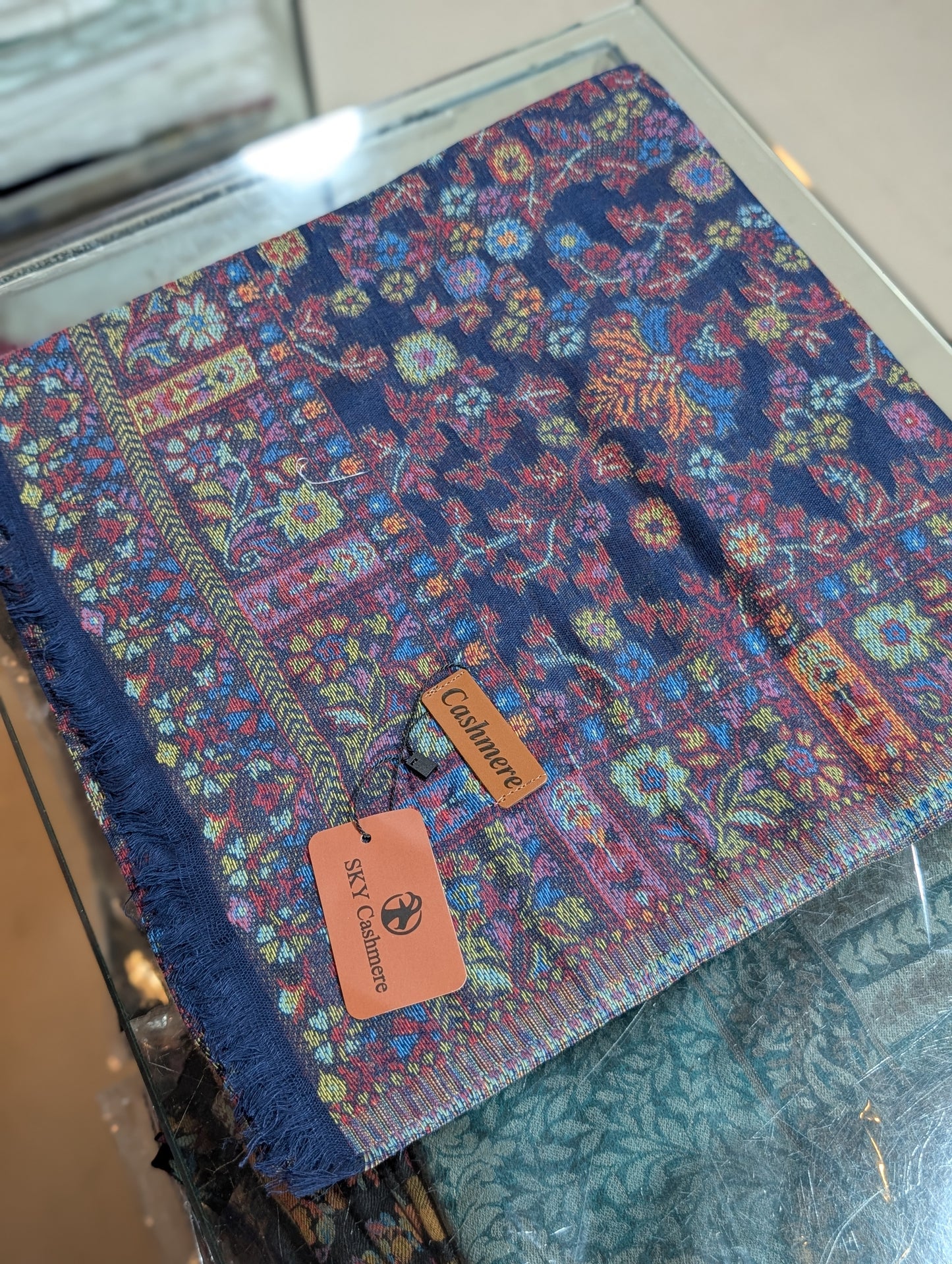 New Kani Stole Sky Cashmere Acrylic Wool | Weaved Kani Wool Stole | Blue