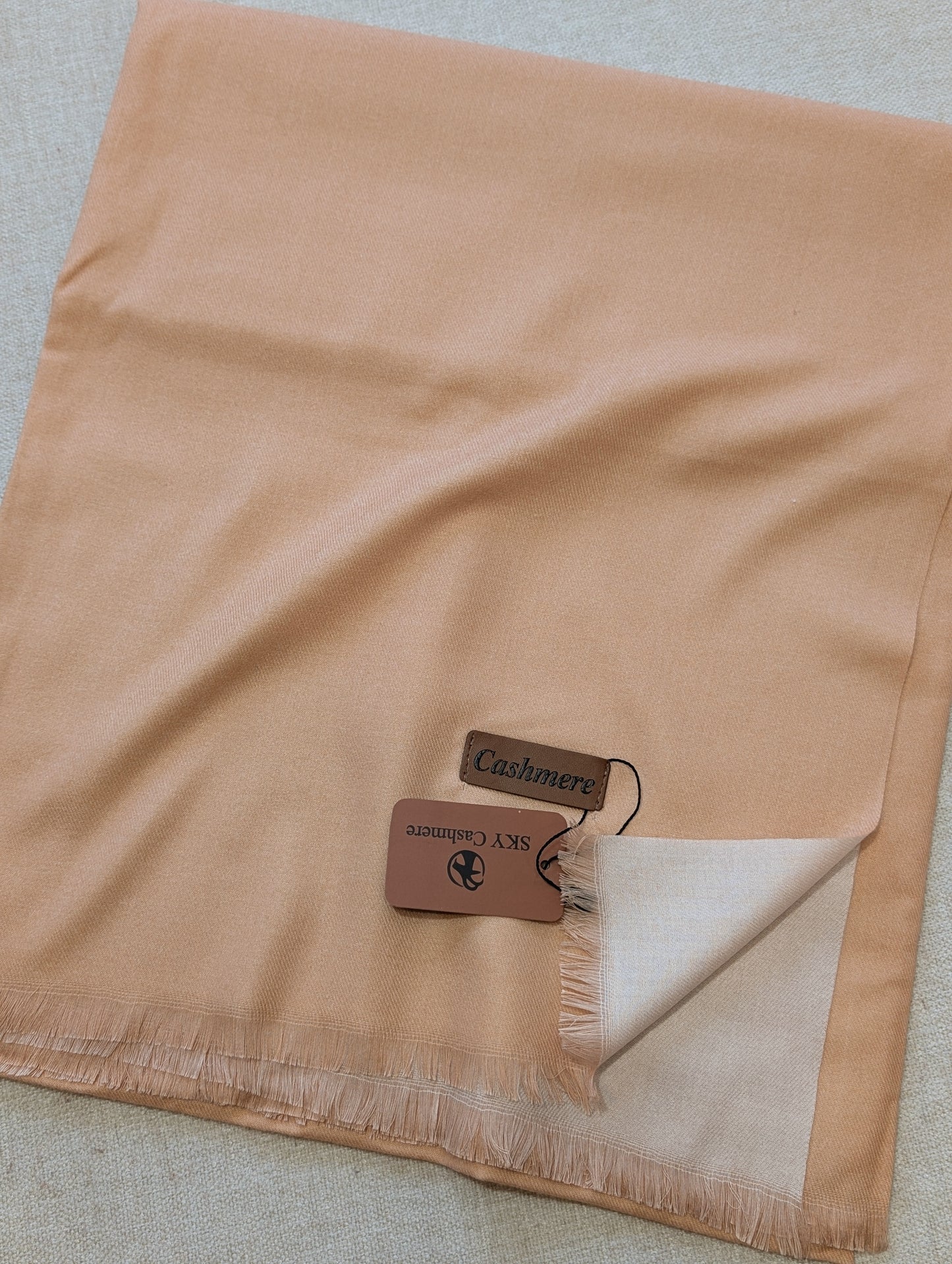 Reversible Pashmina Shawl | Double Side Pure Plain Pashmina Shawl | Peach