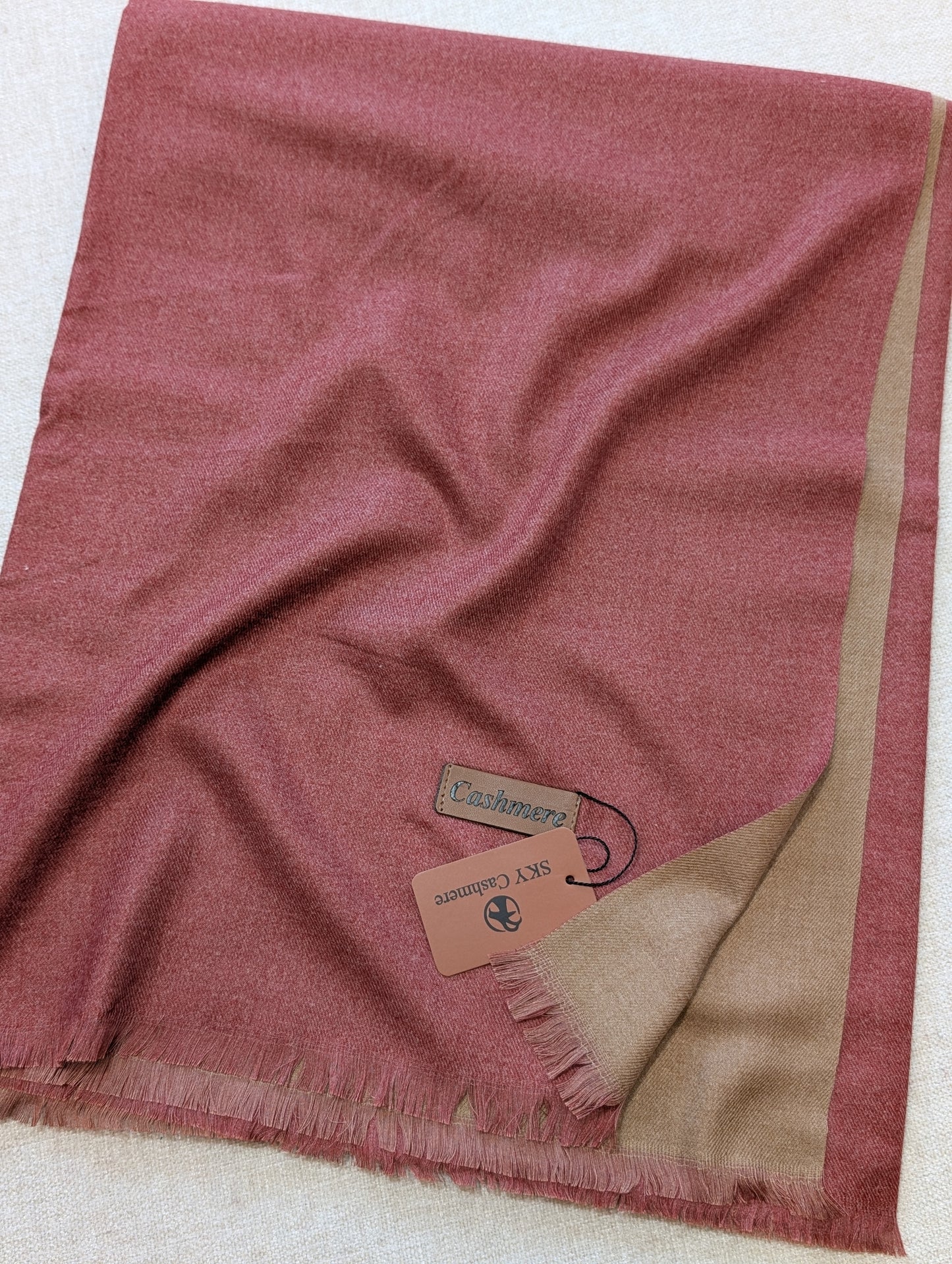 Reversible Pashmina Shawl | Double Side Pure Plain Pashmina Shawl | Tea Pink