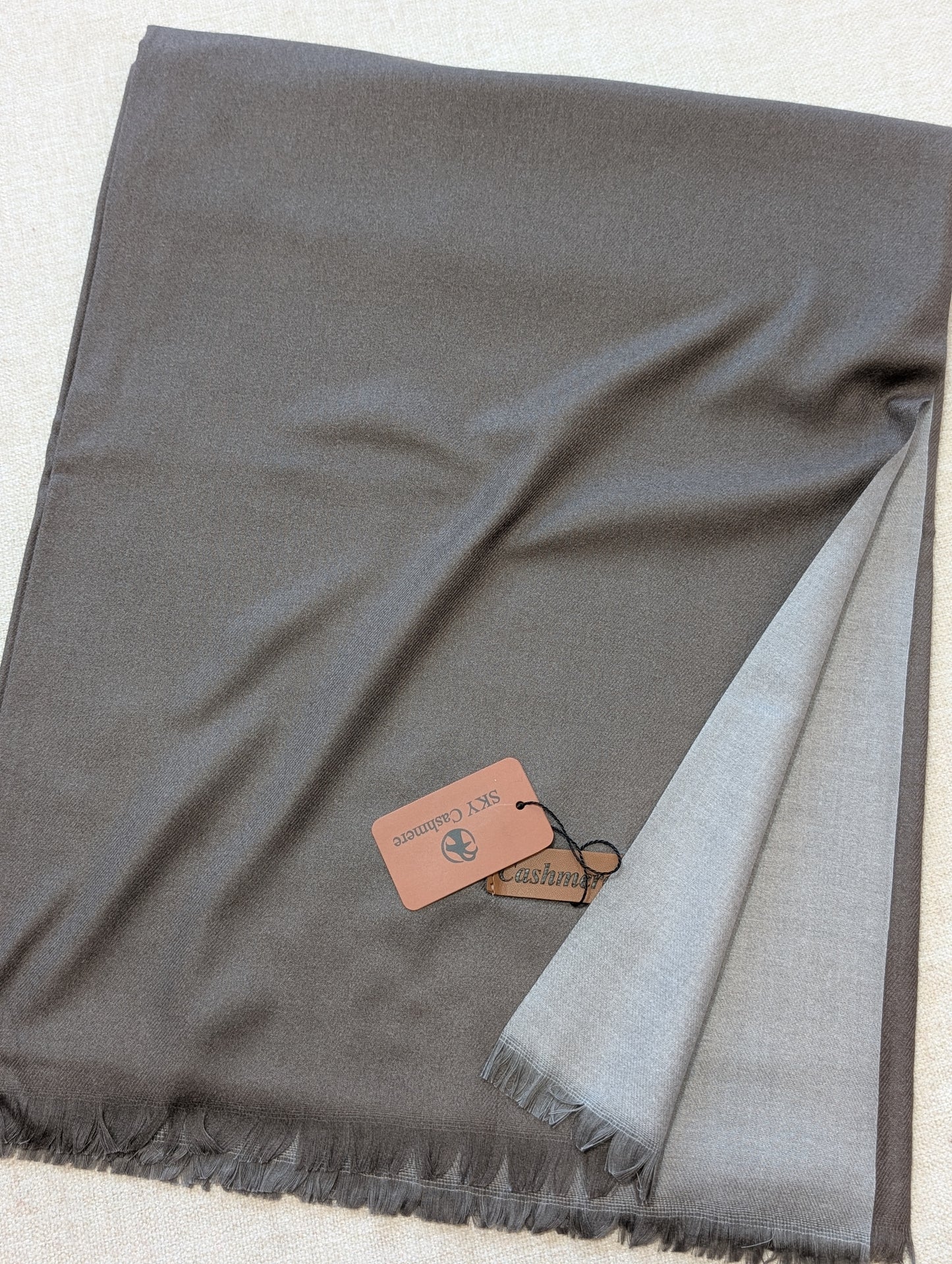 Reversible Pashmina Shawl | Double Side Pure Plain Pashmina Shawl | Grey