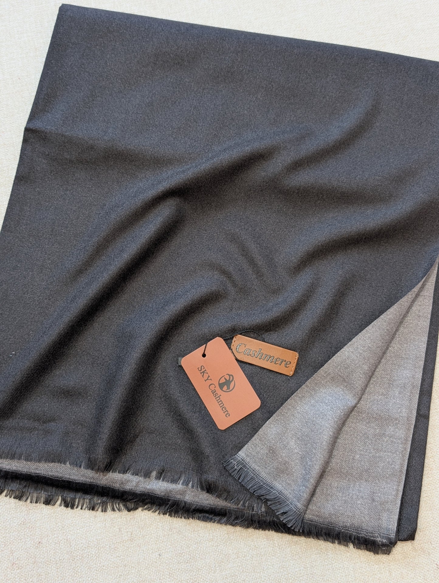 Reversible Pashmina Shawl | Double Side Pure Plain Pashmina Shawl | Black