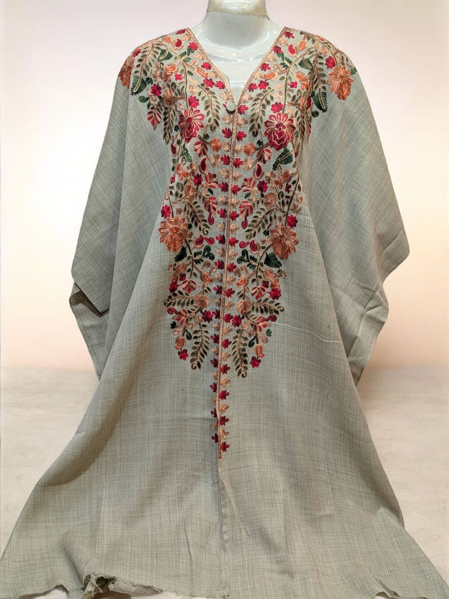 Cape Shawl | Pashmina Embroidered Cape Shawls Perfect for Gift | Skin Grey