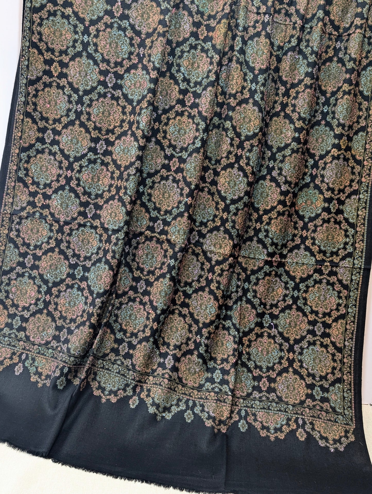 Pashmina Shawl | Hand Embroidery Beautiful Shawl in Sale | Black