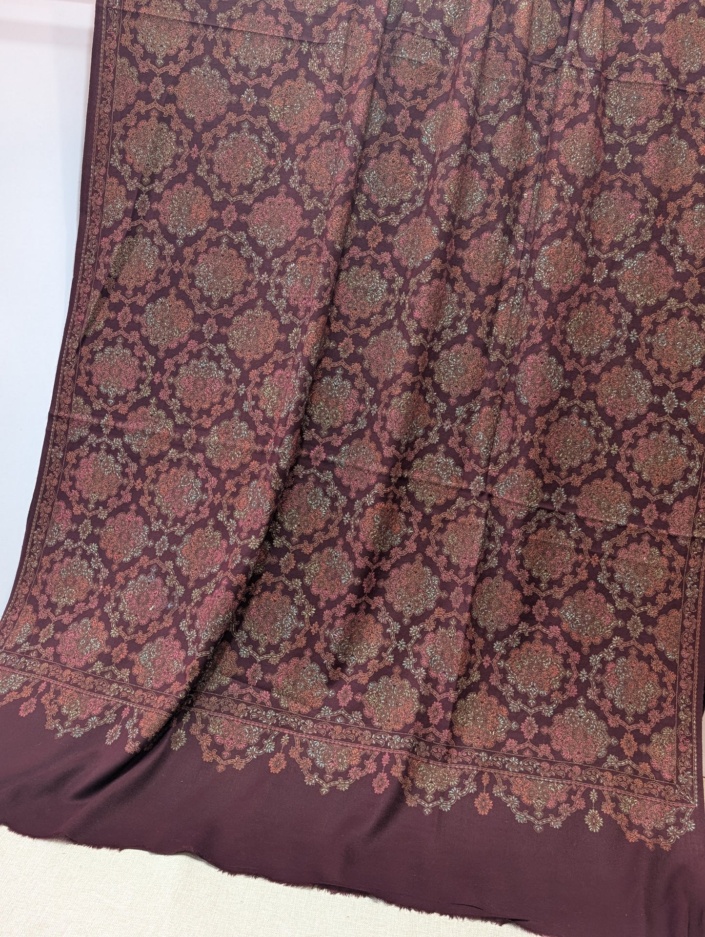 Pashmina Shawl | Hand Embroidery Beautiful Shawl in Sale | Dark Maroon