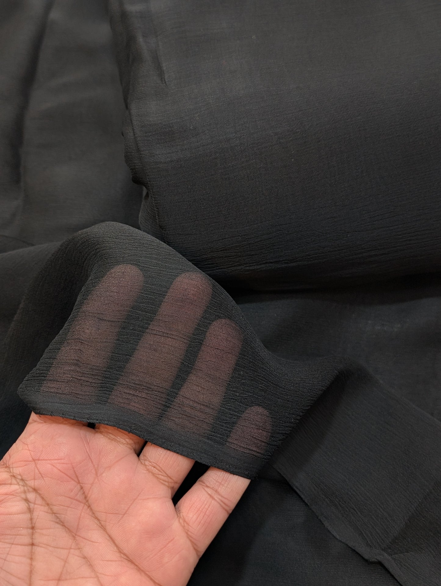 Plain Crinkle Chiffon Dupatta 2.75 Yards | Black