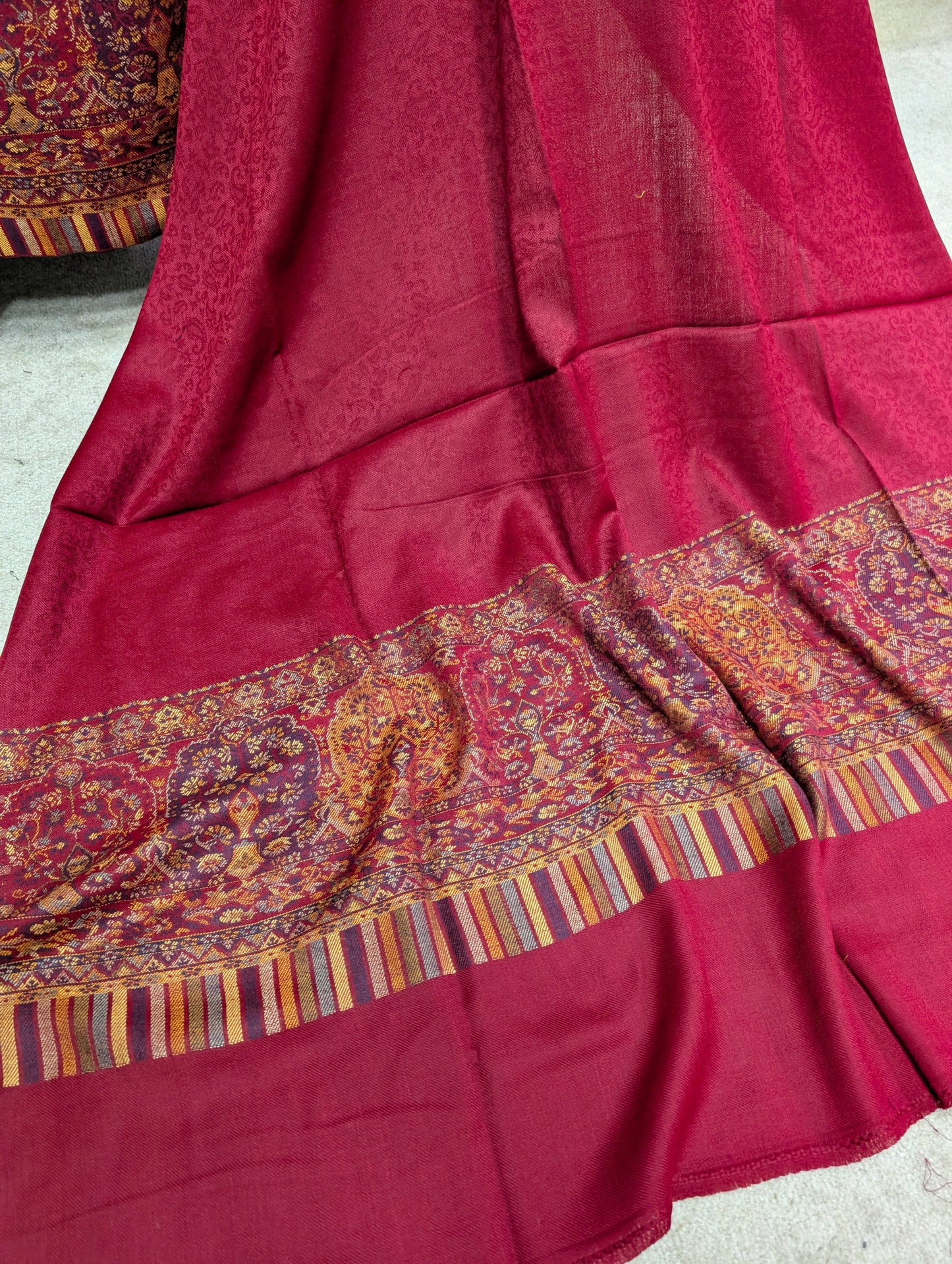 Special Kani Pashmina 3 Piece Unstitched Suit | Maroon