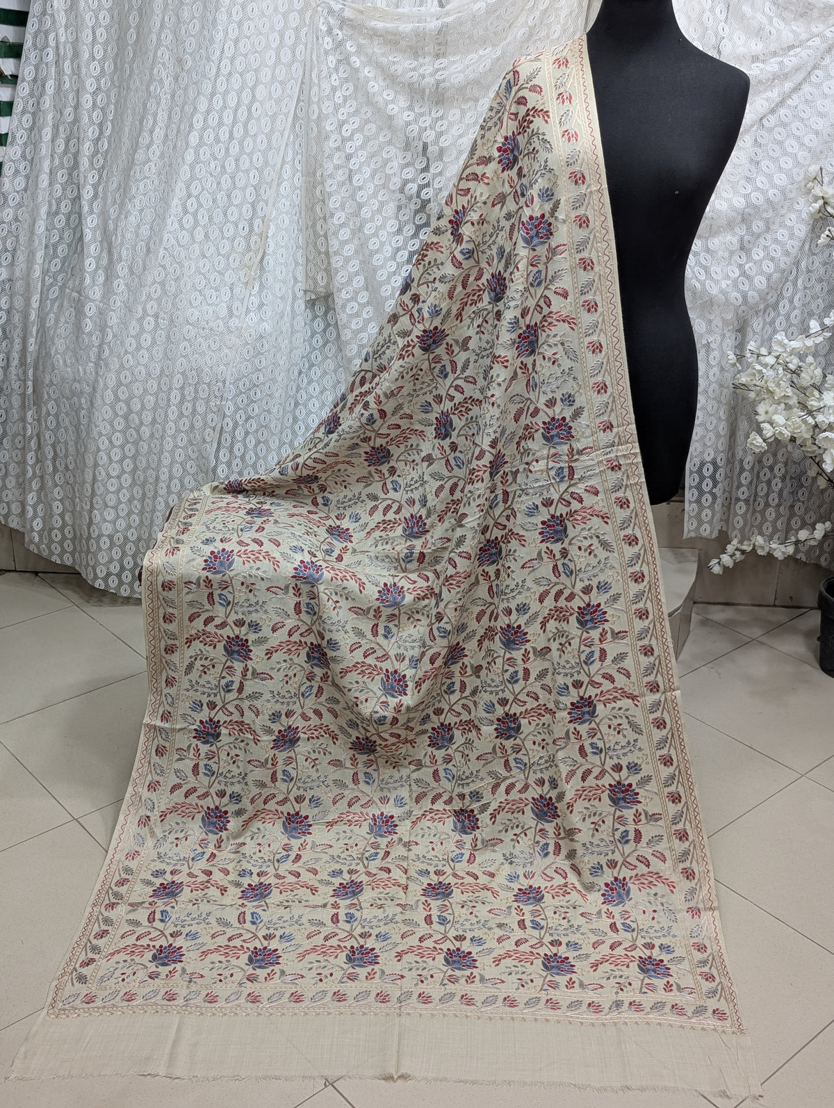 Kashmiri Jaal Shawl | Full Embroidered Shawl Resham Work Aar Embroidery