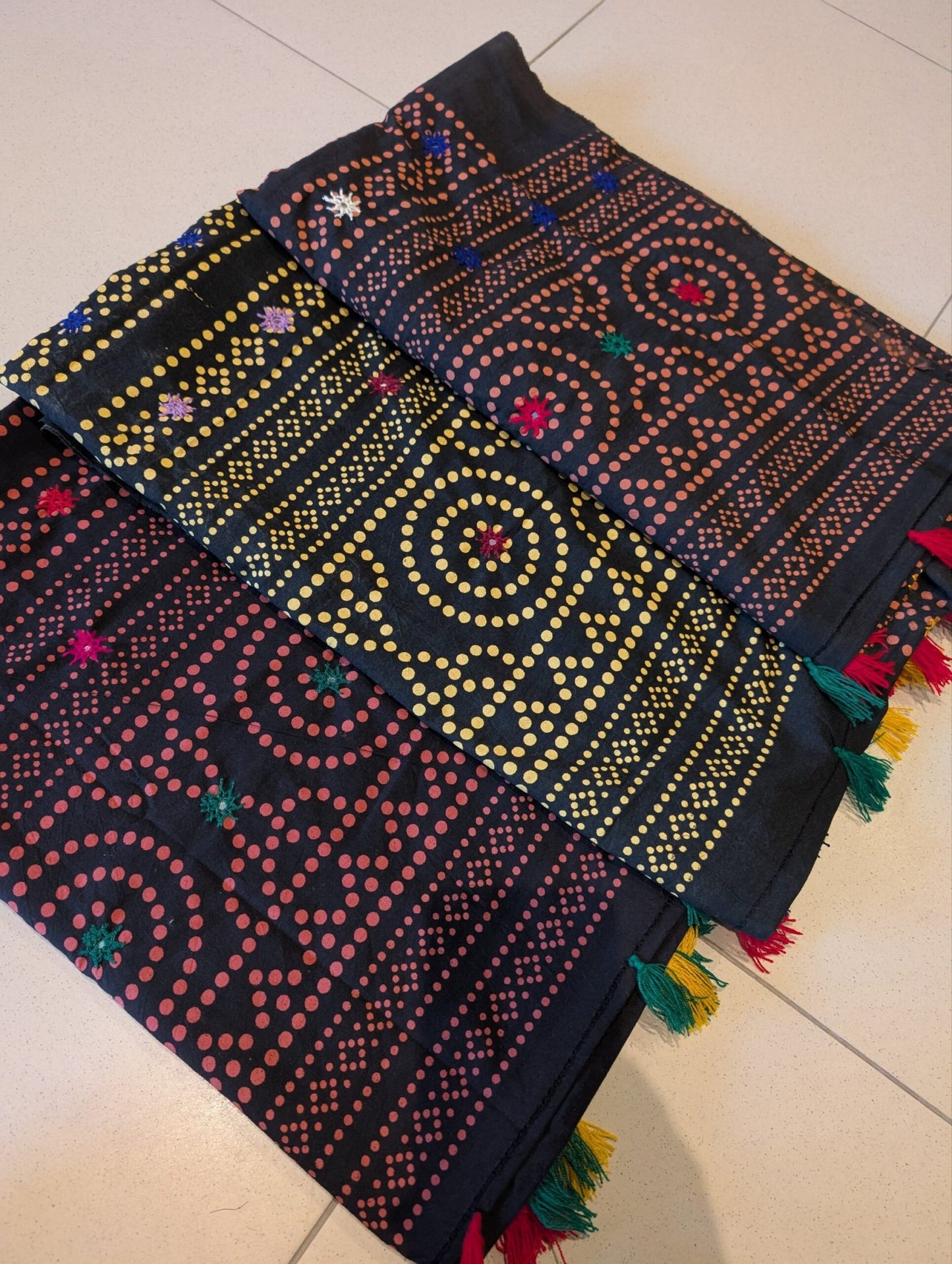Ajrak Cotton Handmade Dupatta Embroidered