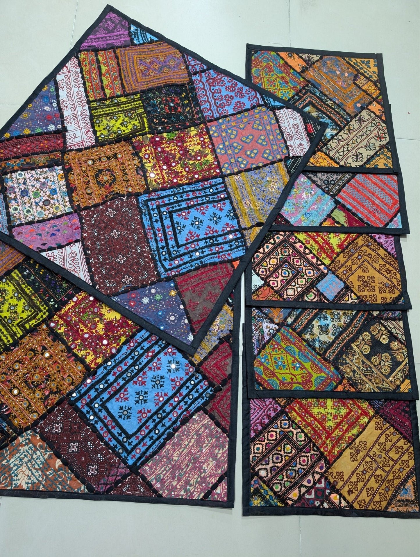 7 Piece Cushion Covers | Set of 7 Covers Sindhi Embroidered 5 + 2