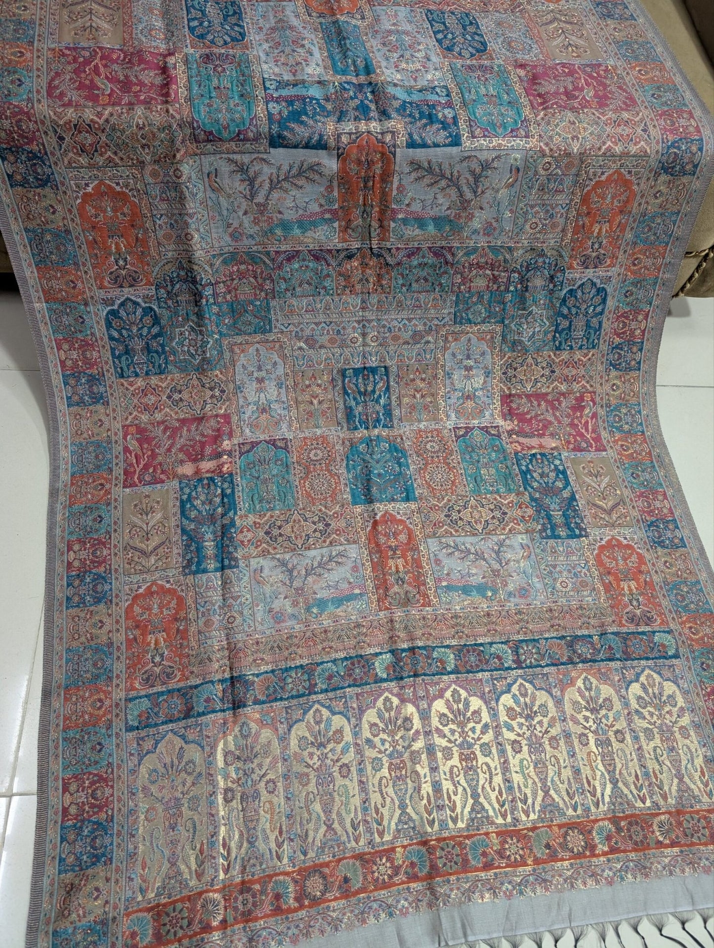 Luxury Kani Silk Dupatta Shawl, Wedding Wrap Perfect Gift Made in Kashmir