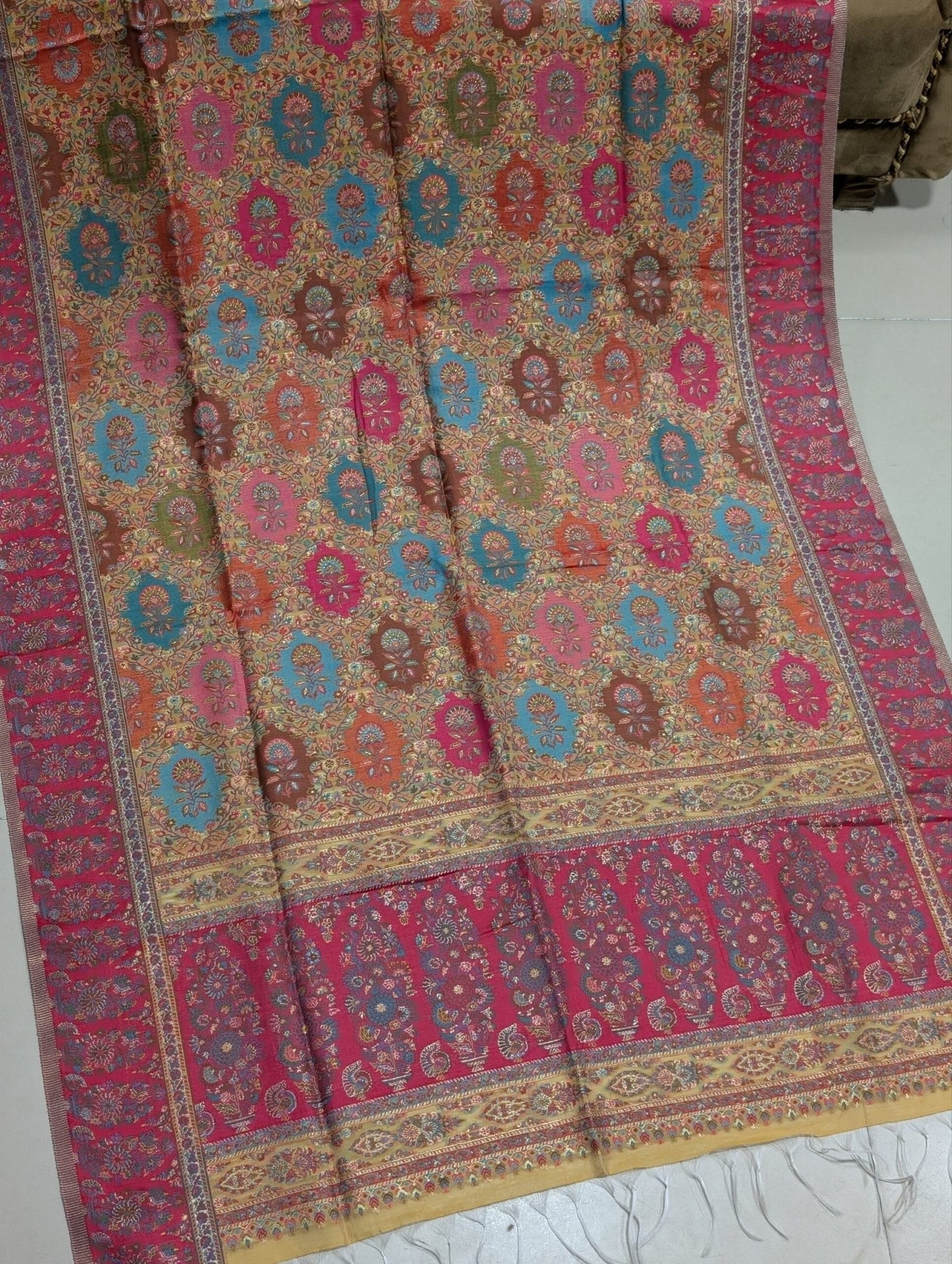 Luxury Kani Silk Dupatta Shawl, Wedding Wrap Perfect Gift Made in Kashmir