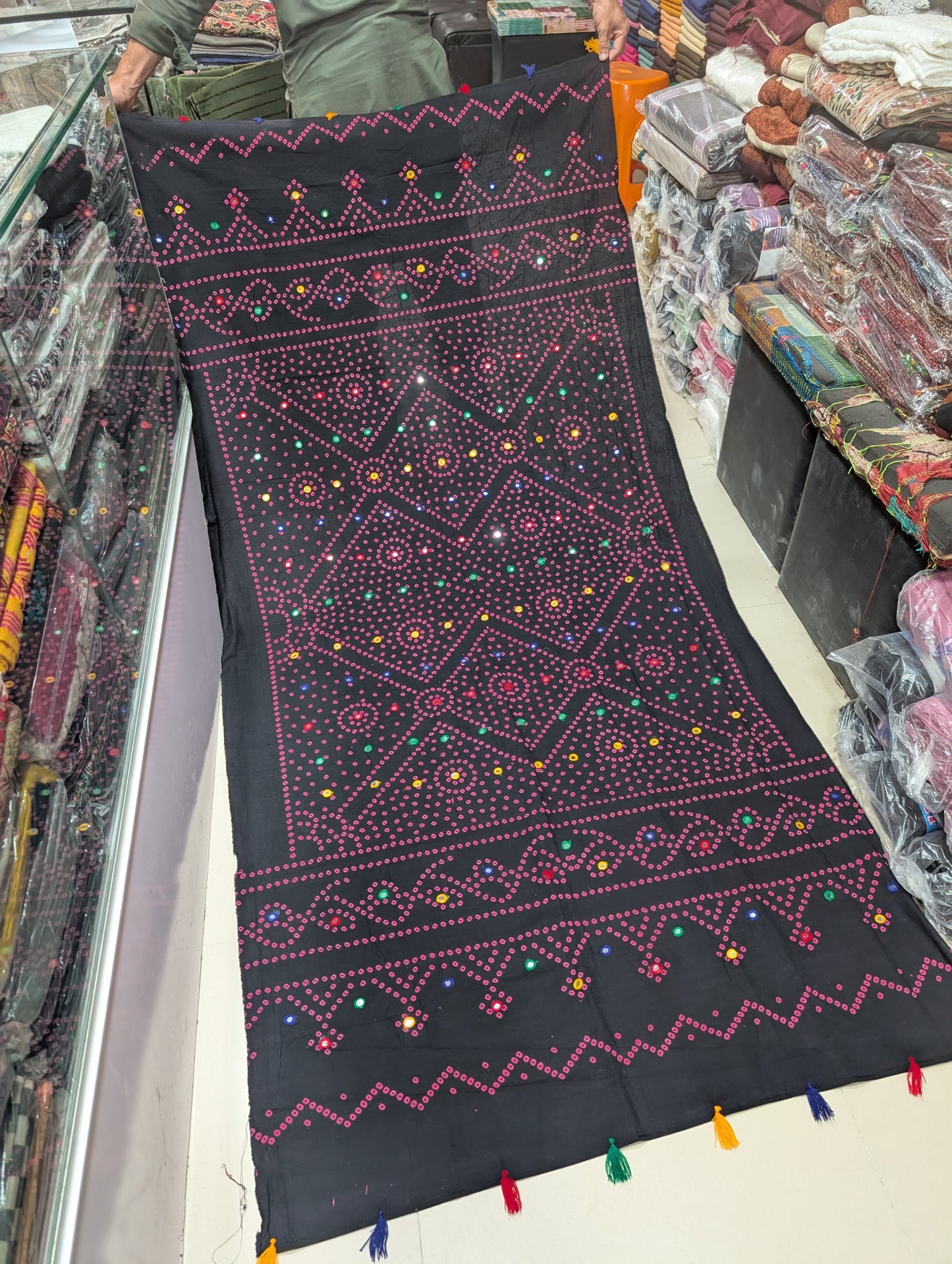 Ajrak Cotton Handmade Embroidered Dupatta