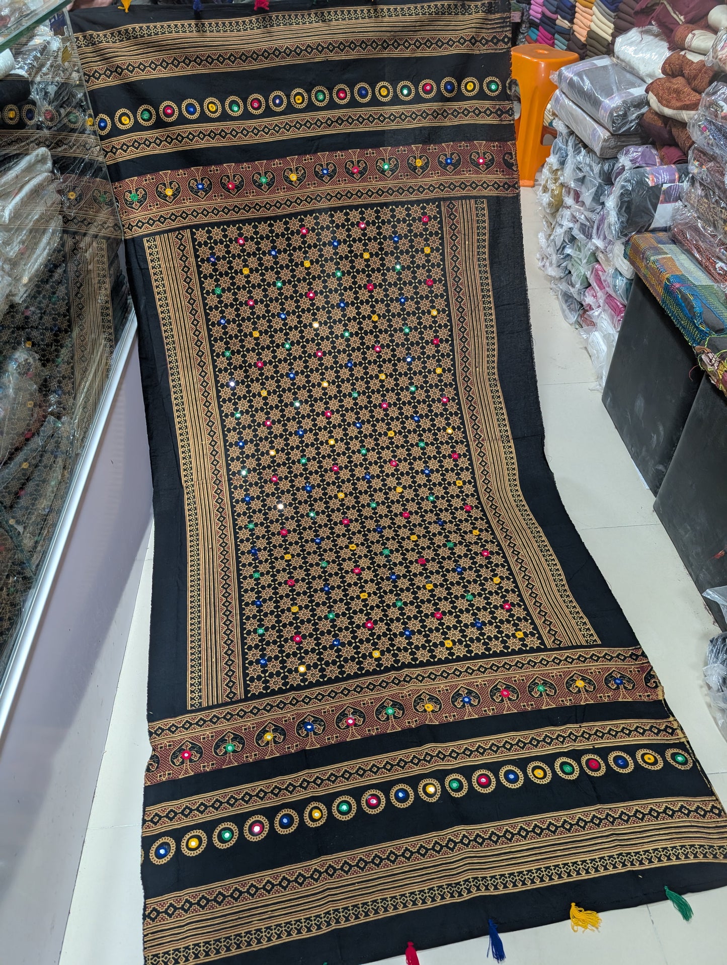 Ajrak Cotton Handmade Embroidered Dupatta