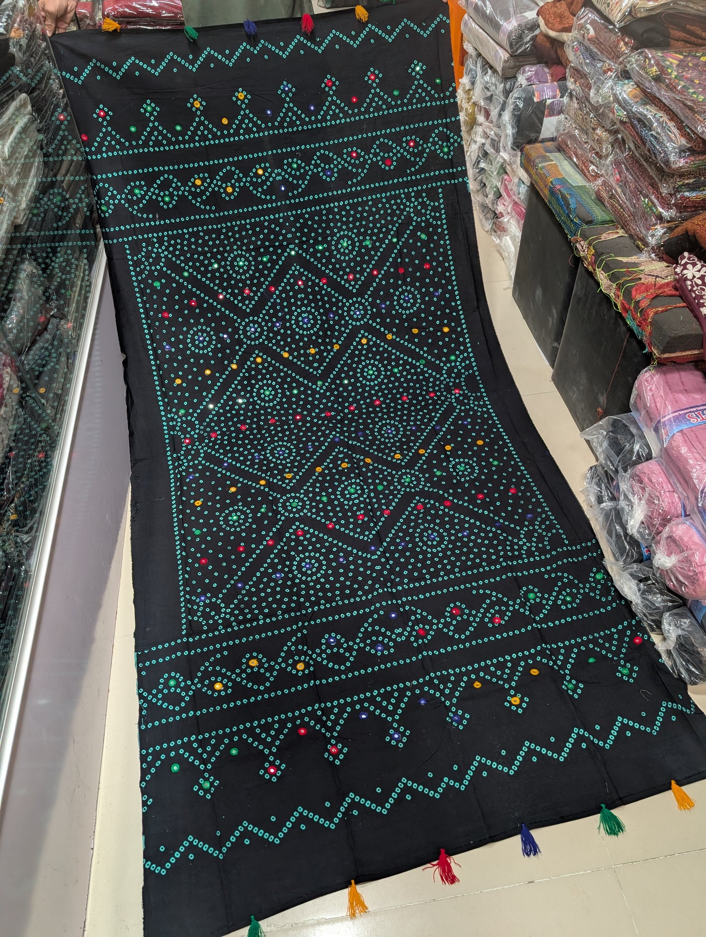 Ajrak Cotton Handmade Embroidered Dupatta