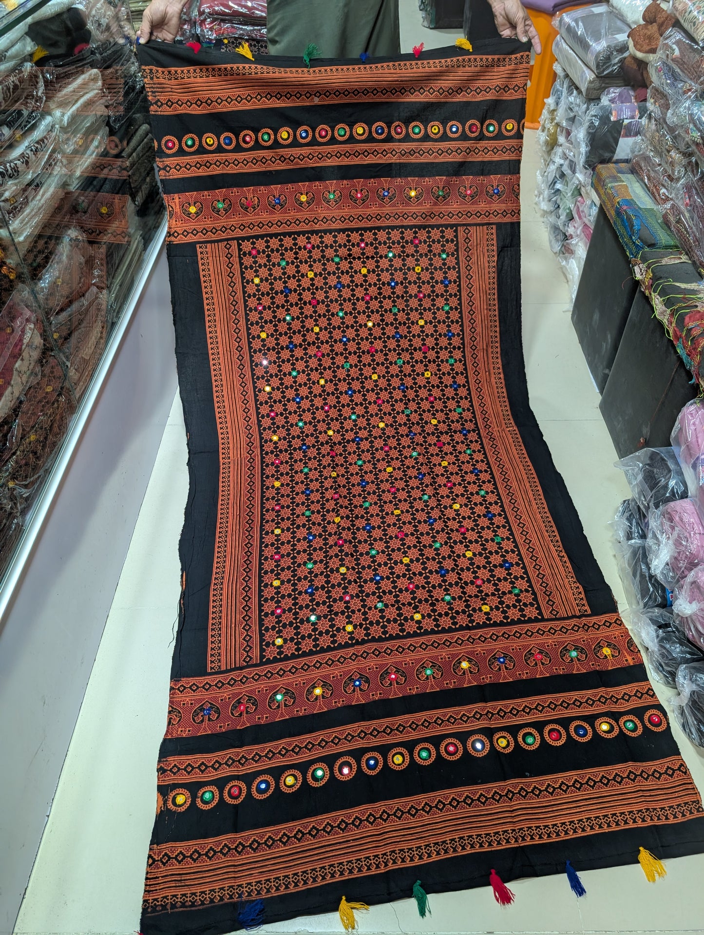 Ajrak Cotton Handmade Embroidered Dupatta