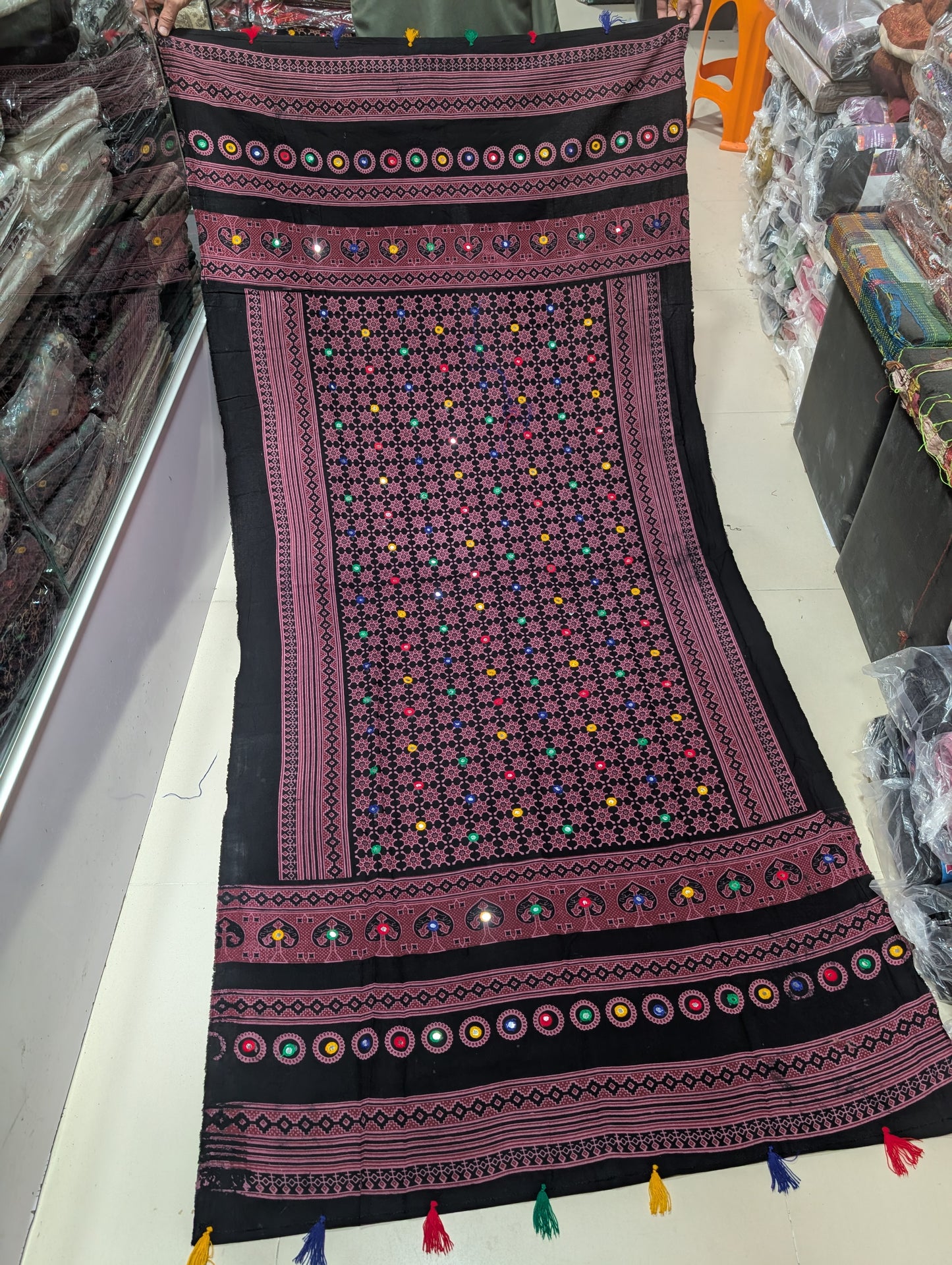 Ajrak Cotton Handmade Embroidered Dupatta