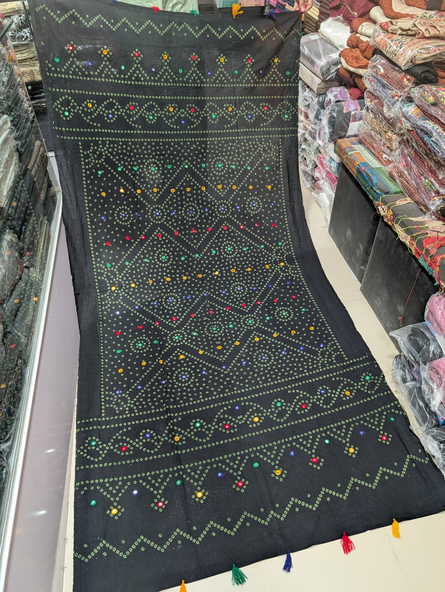 Ajrak Cotton Handmade Embroidered Dupatta