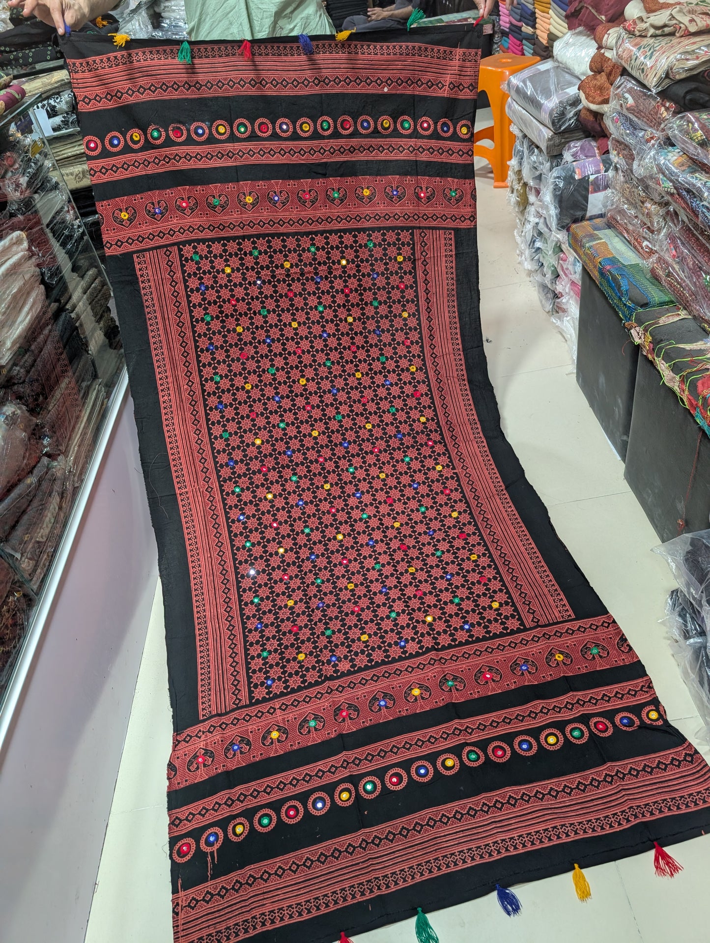 Ajrak Cotton Handmade Embroidered Dupatta