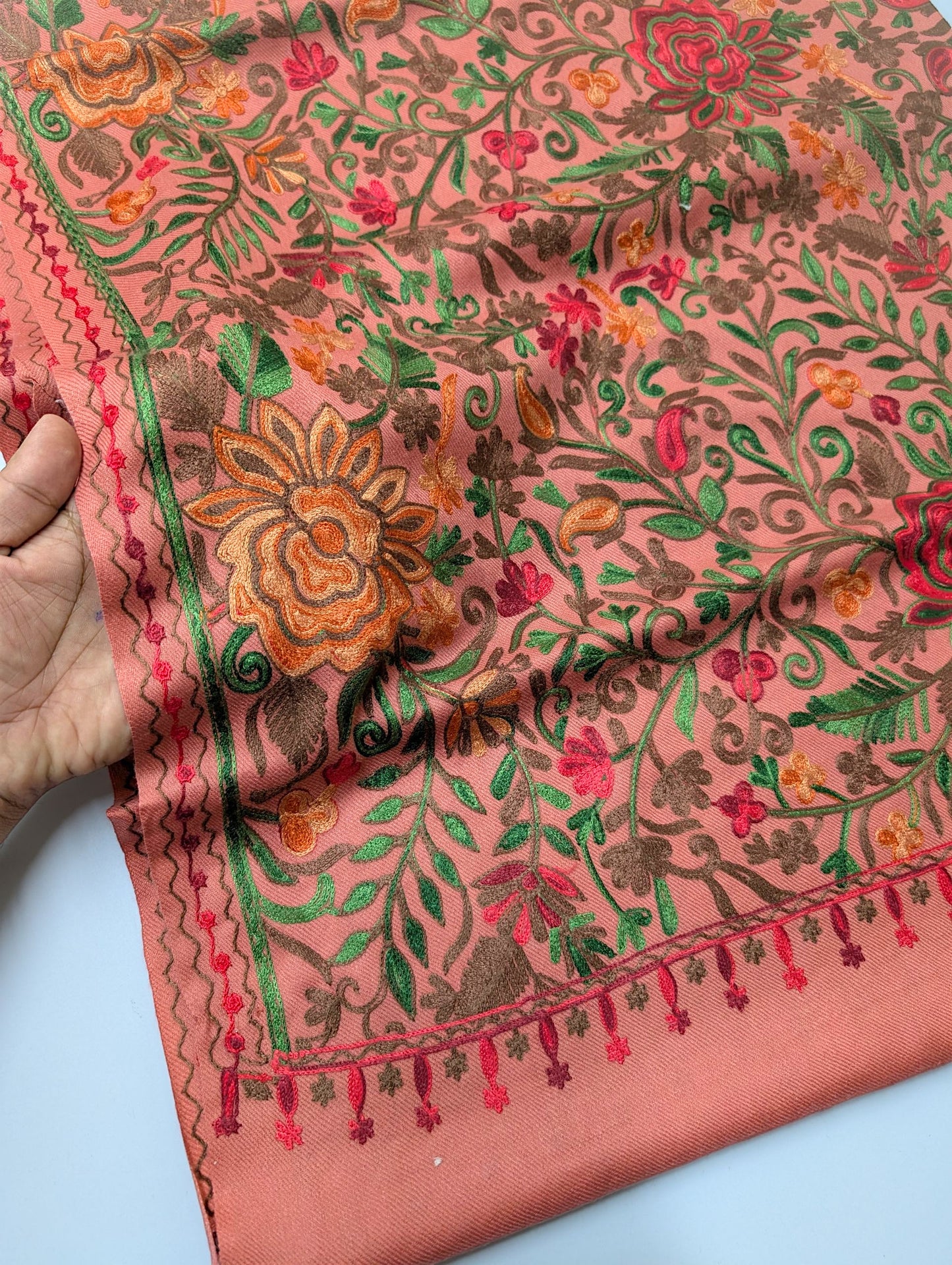 Pashmina Shawl Full Size | Kashmiri Embroidery | Pink