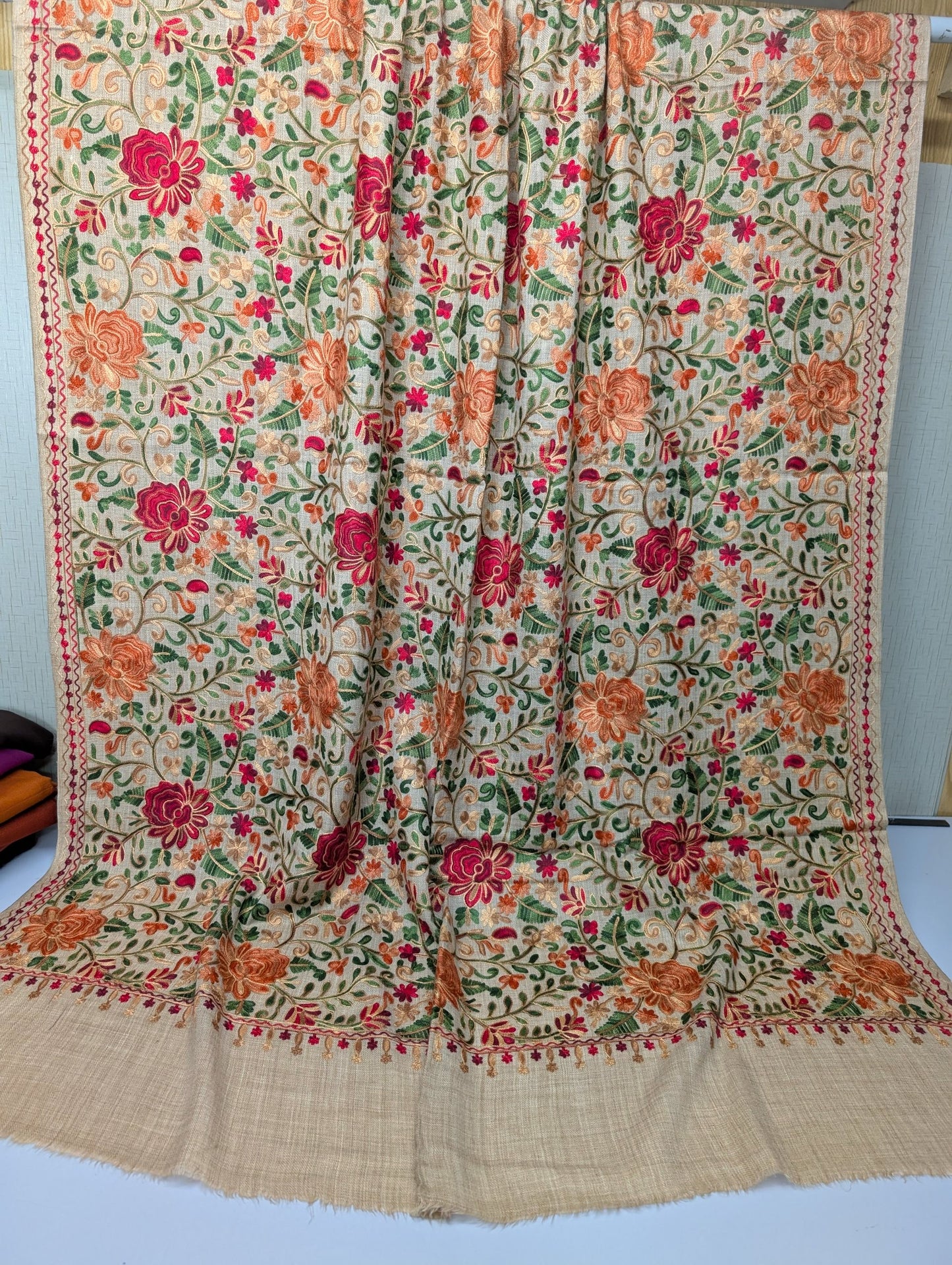 Pashmina Shawl Full Size | Kashmiri Embroidery | Skin