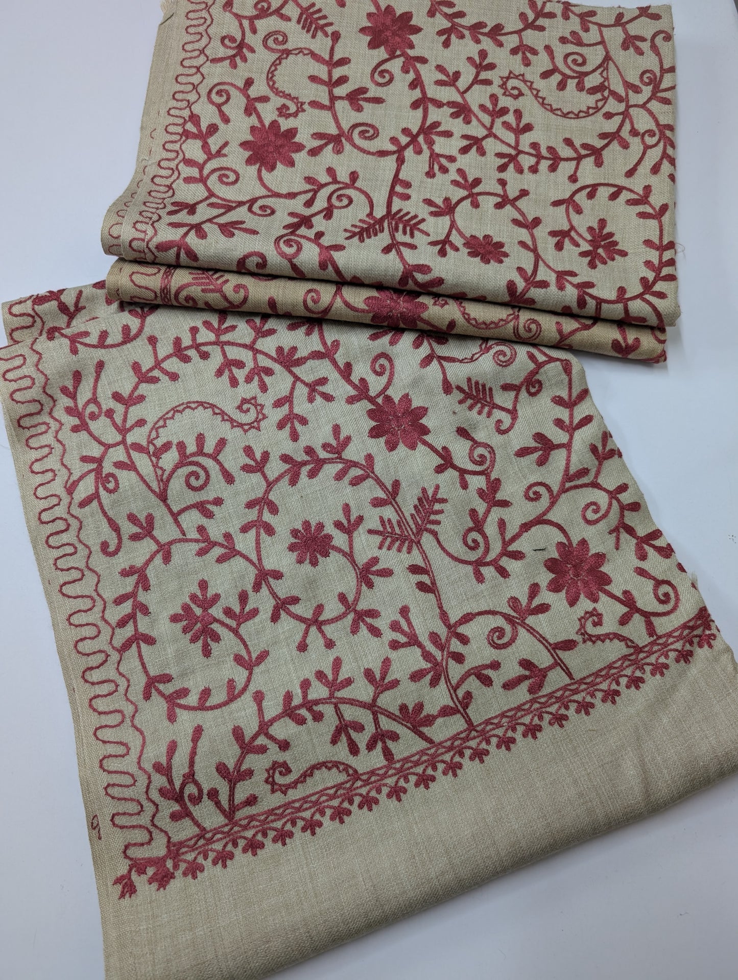 Pashmina Stole Full Embroidery Kashmiri Work in Sale Price perfect Gift 80x28 inches