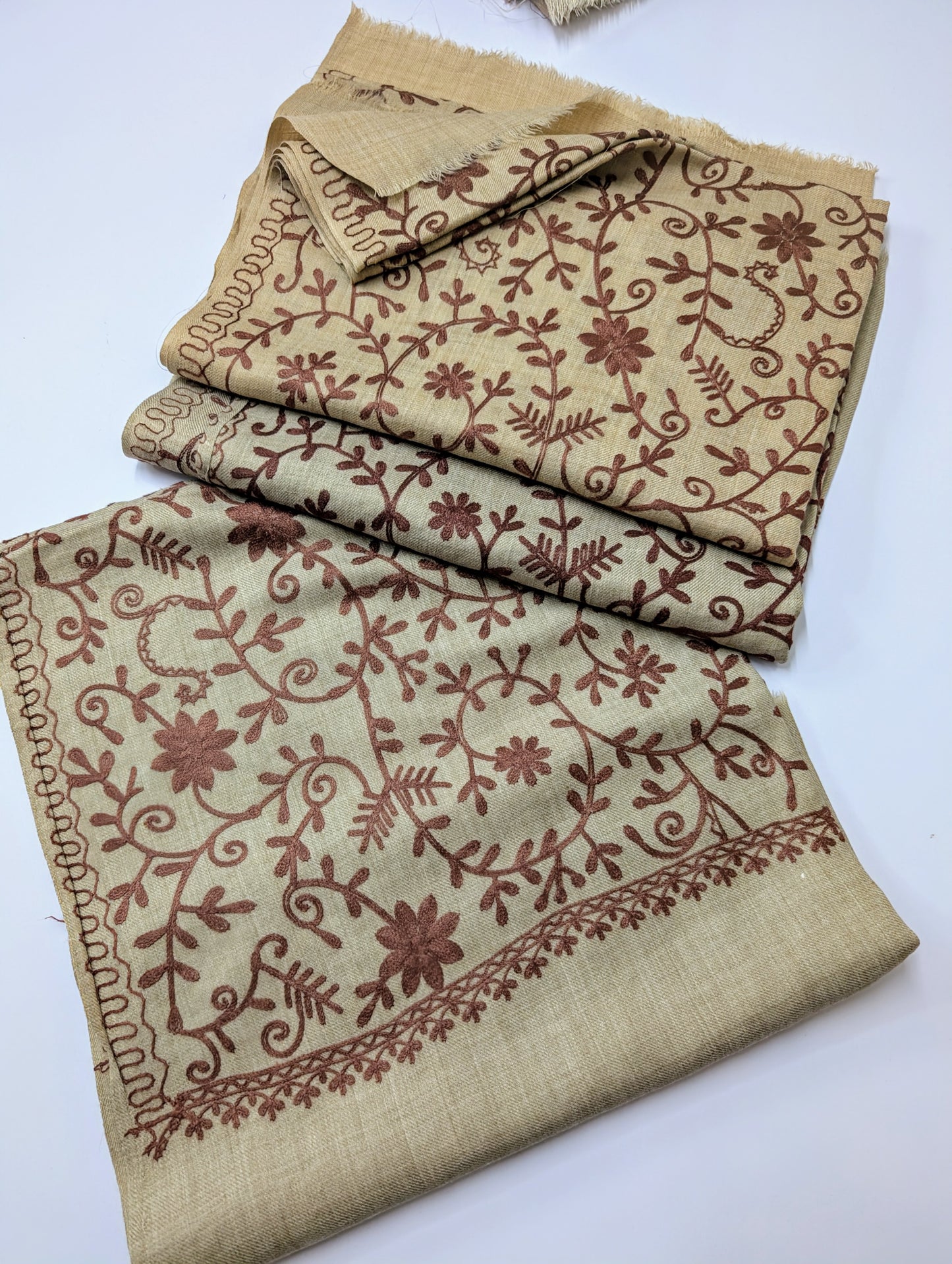 Pashmina Stole Full Embroidery Kashmiri Work in Sale Price perfect Gift 80x28 inches