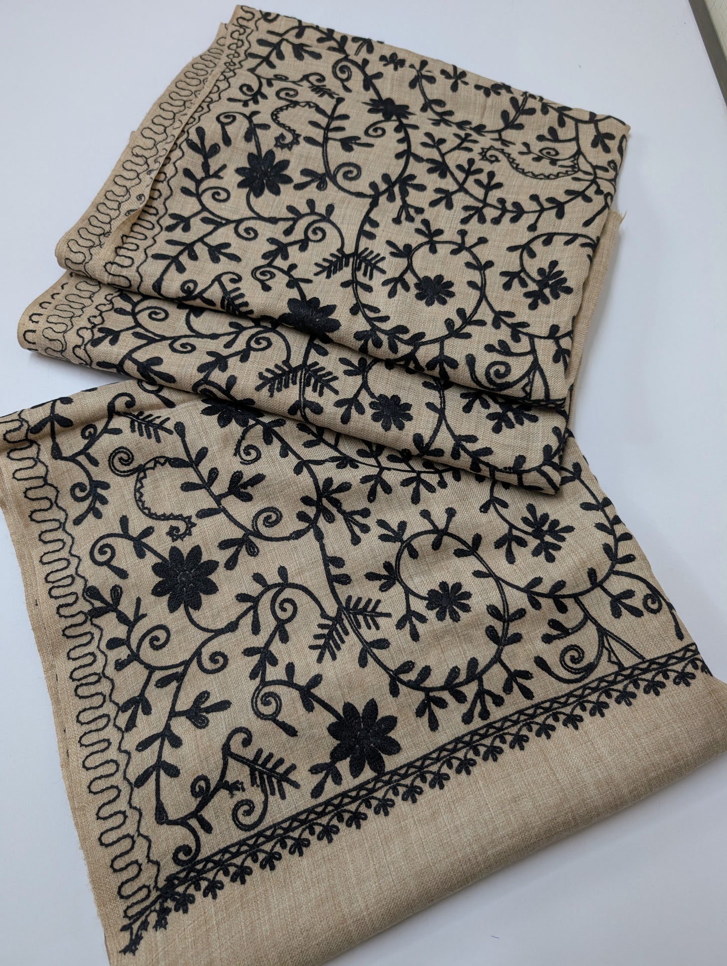 Pashmina Stole Full Embroidery Kashmiri Work in Sale Price perfect Gift 80x28 inches