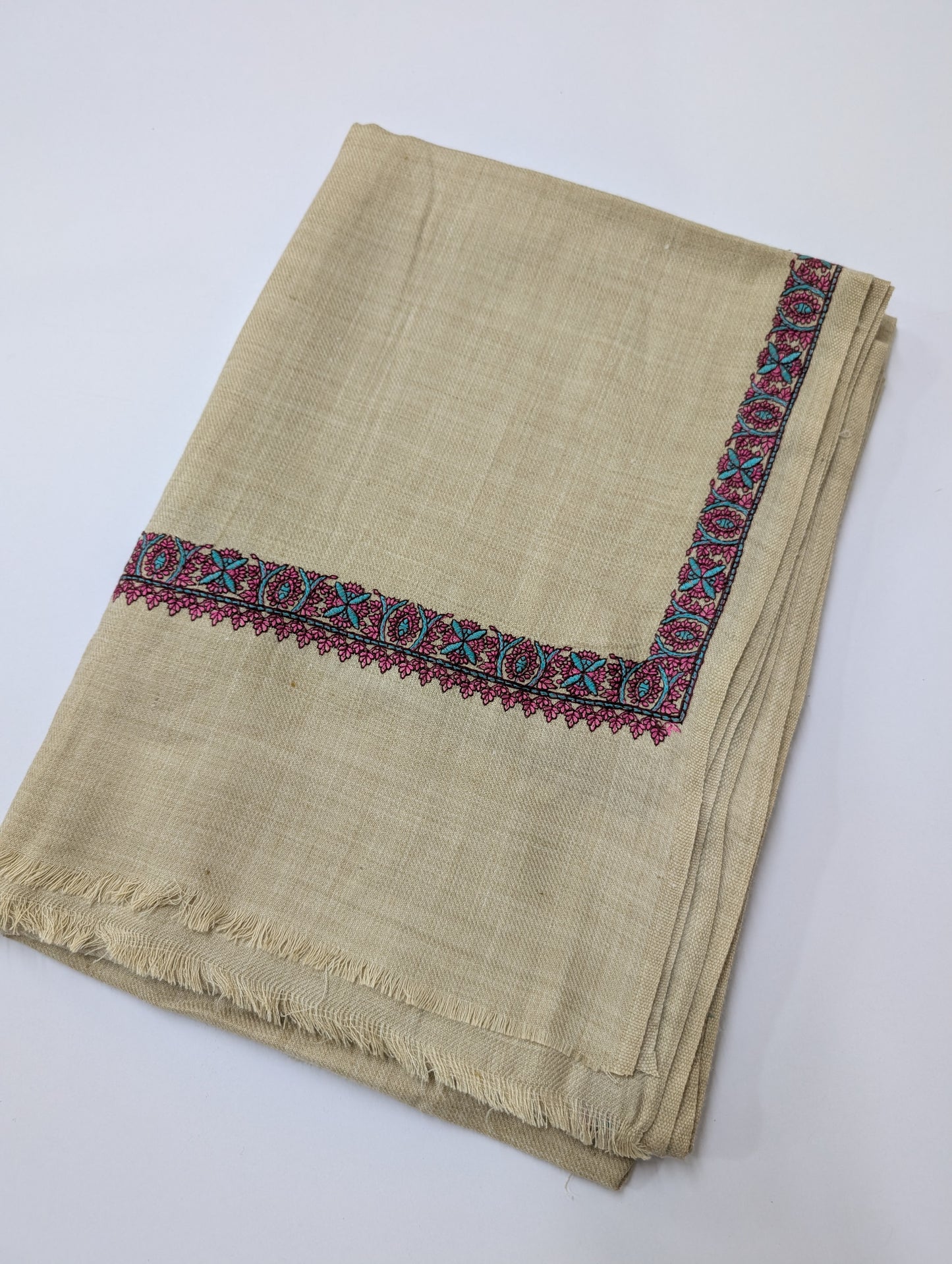 Hashia Border Embroidered Pashmina Shawl Best Selling Shawl Perfect Gift | Light Skin