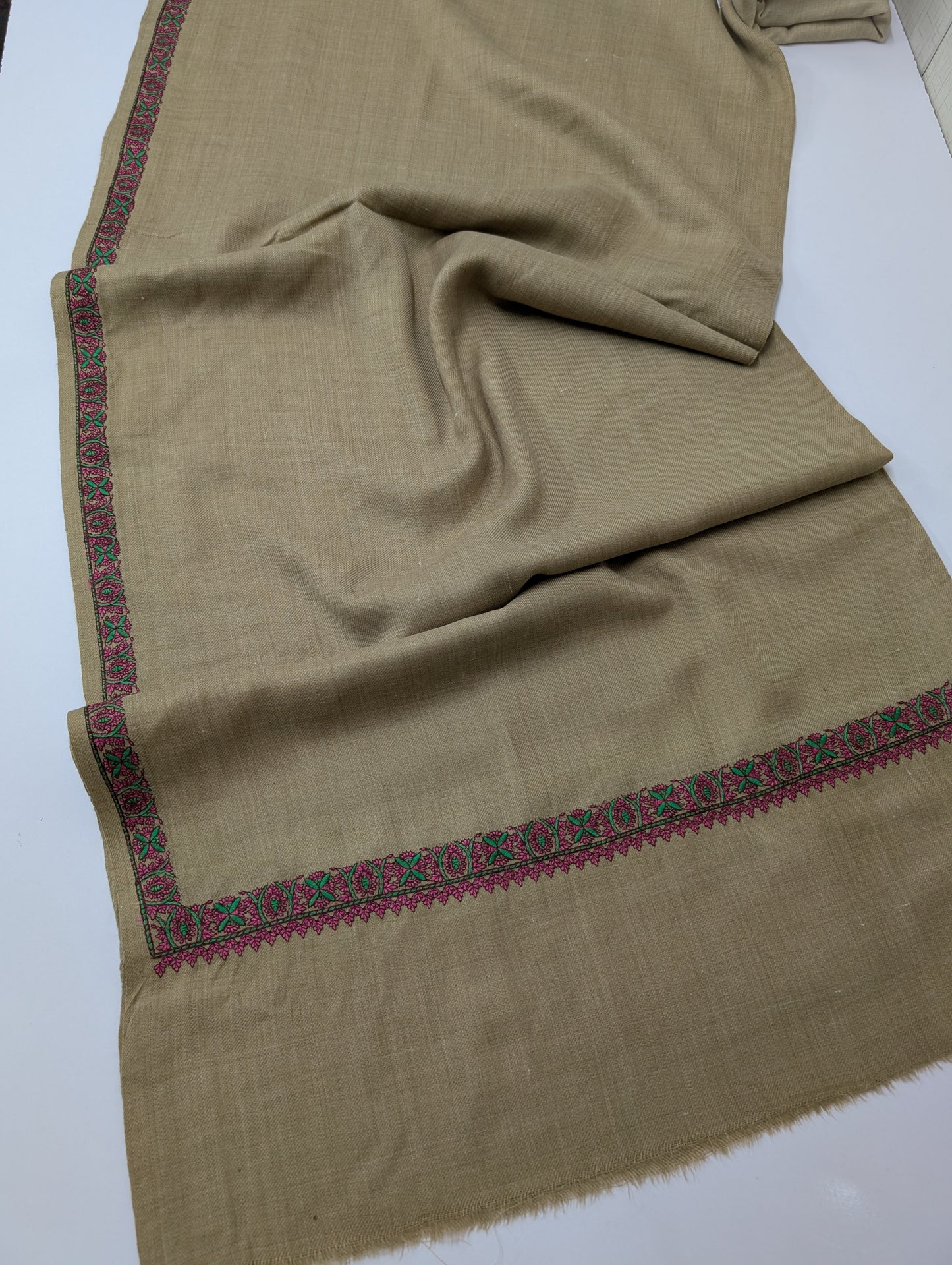 Hashia Border Embroidered Pashmina Shawl Best Selling Shawl Perfect Gift | Dark Skin