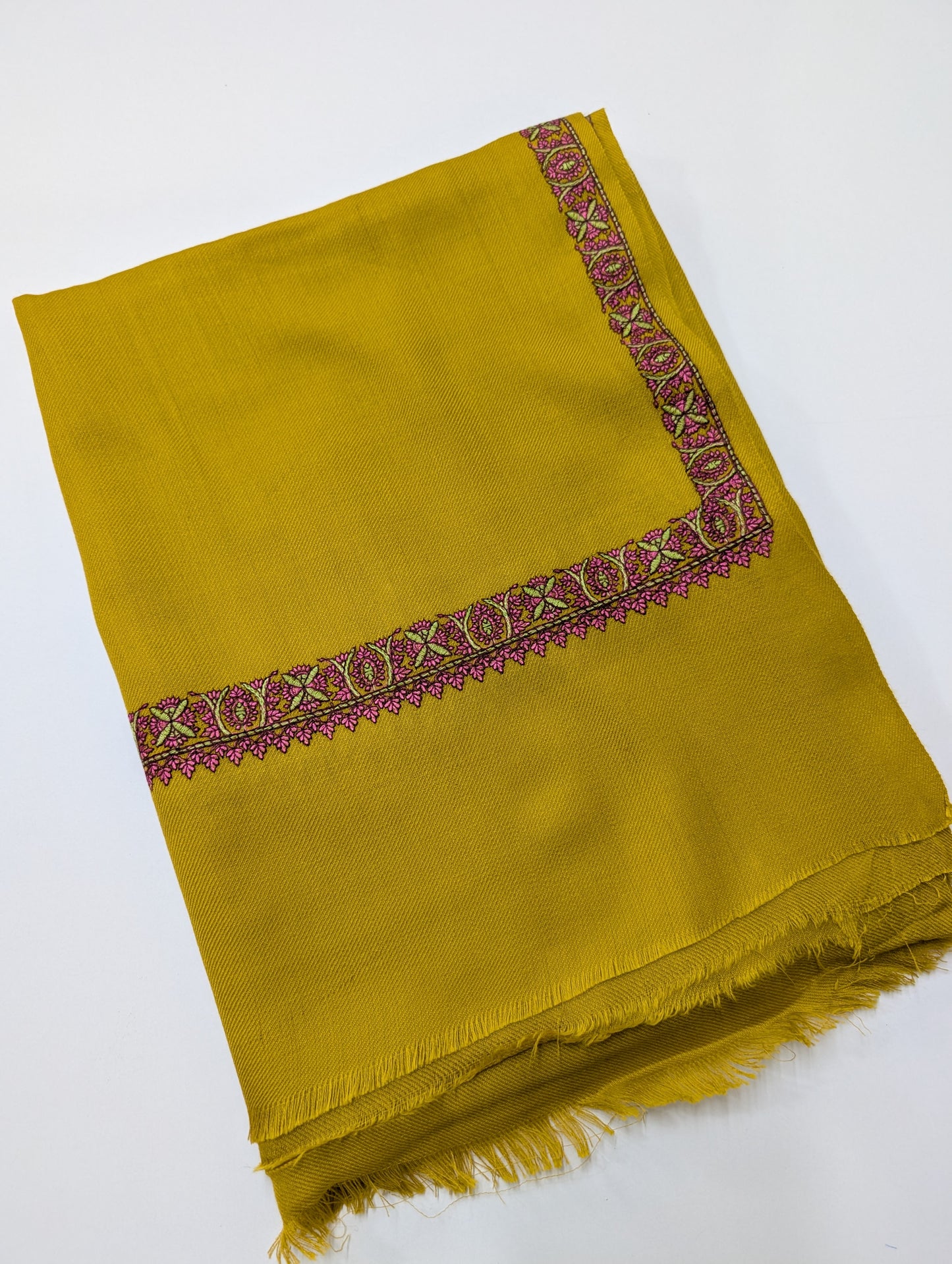 Hashia Border Embroidered Pashmina Shawl Best Selling Shawl Perfect Gift | Mustard