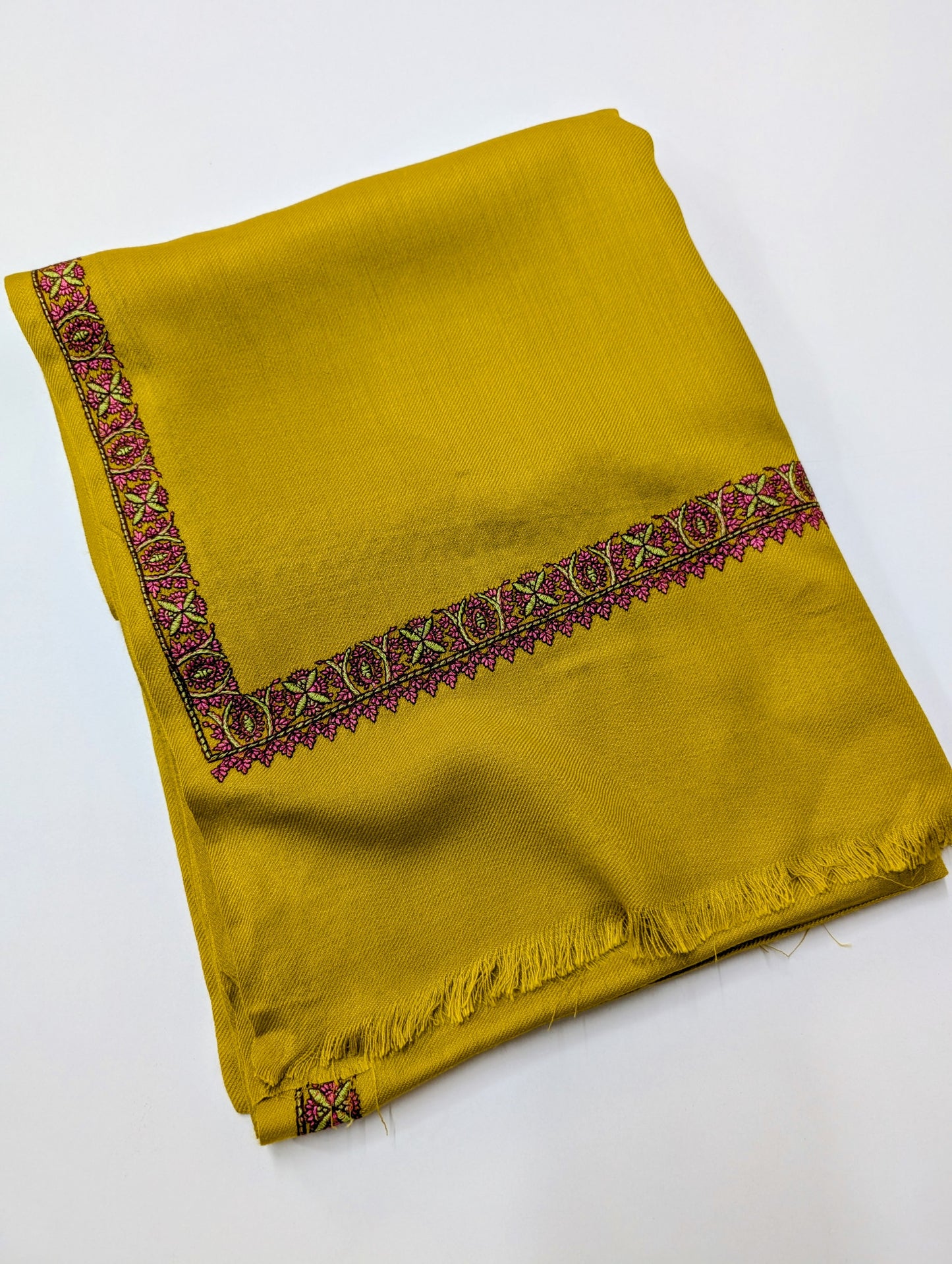 Hashia Border Embroidered Pashmina Shawl Best Selling Shawl Perfect Gift | Mustard