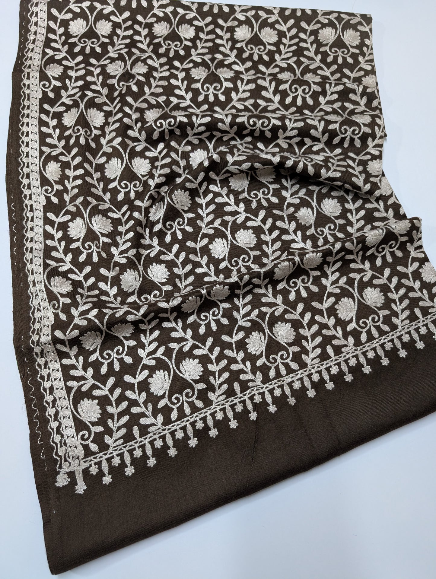 Pashmina Embroidered Shawl | Kashmiri Aar Work Embroidery | Skin