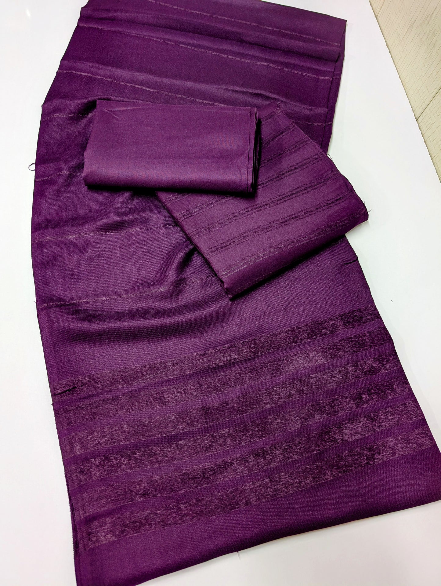 3 Piece Suit | Velvet Lining Marina Suit Allover With Shawl | New Arrival Beautiful Gift | Dark Purple