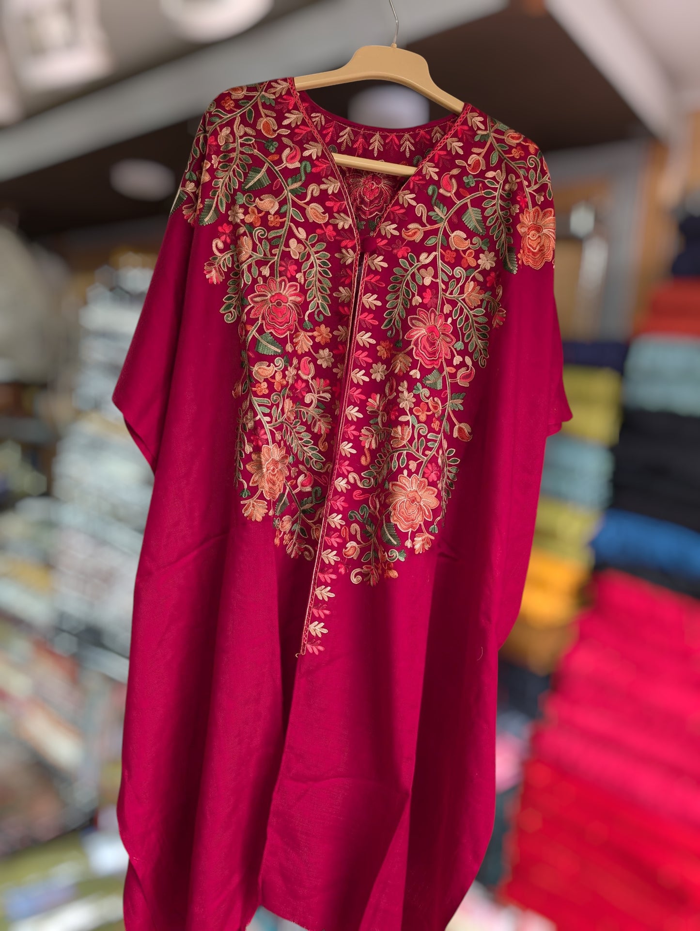 Cape Shawl | Pashmina Embroidered Cape Shawls Perfect for Gift | Maroon