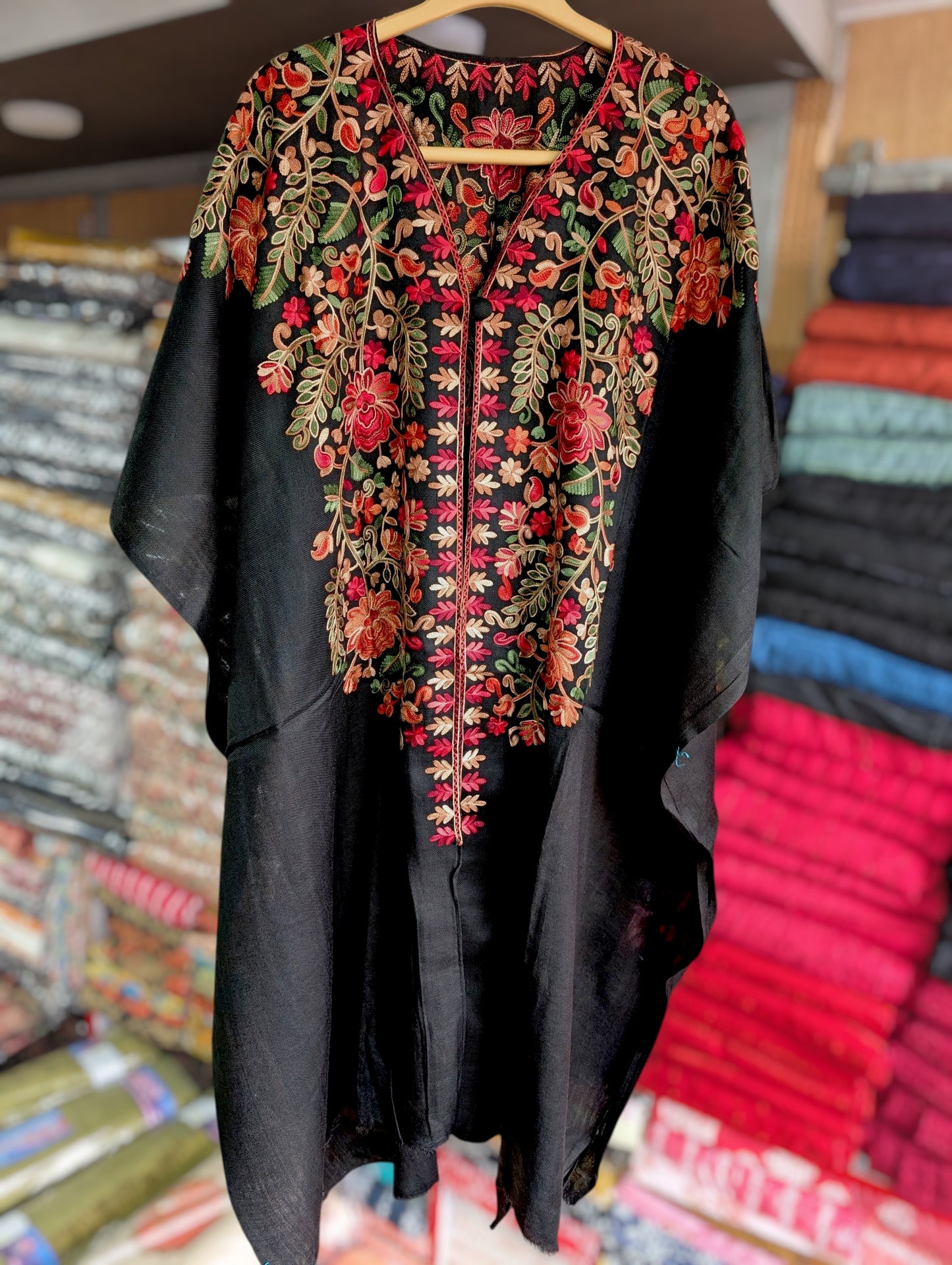 Cape Shawl | Pashmina Embroidered Cape Shawls Perfect for Gift | Black