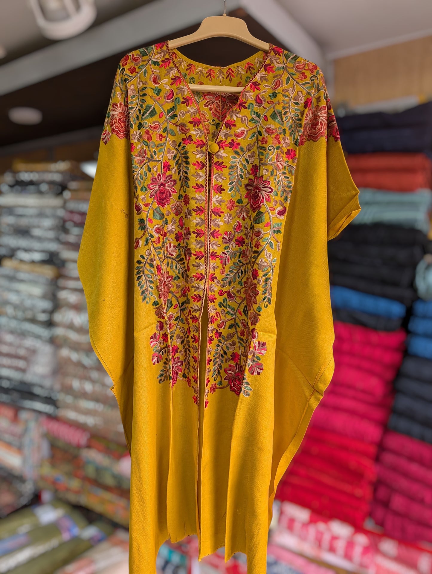 Cape Shawl | Pashmina Embroidered Cape Shawls Perfect for Gift | Mustard