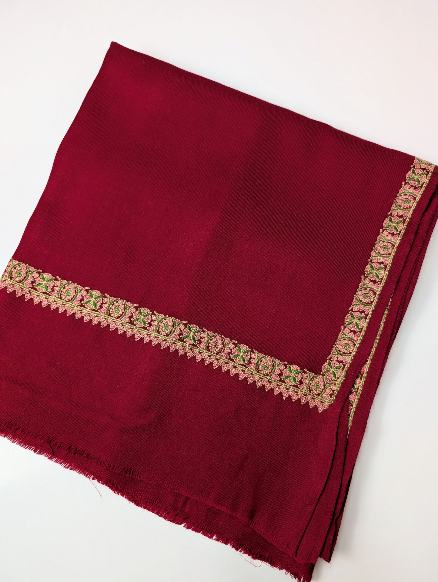 Hashia Border Embroidered Pashmina Shawl Best Selling Shawl Perfect Gift | Maroon