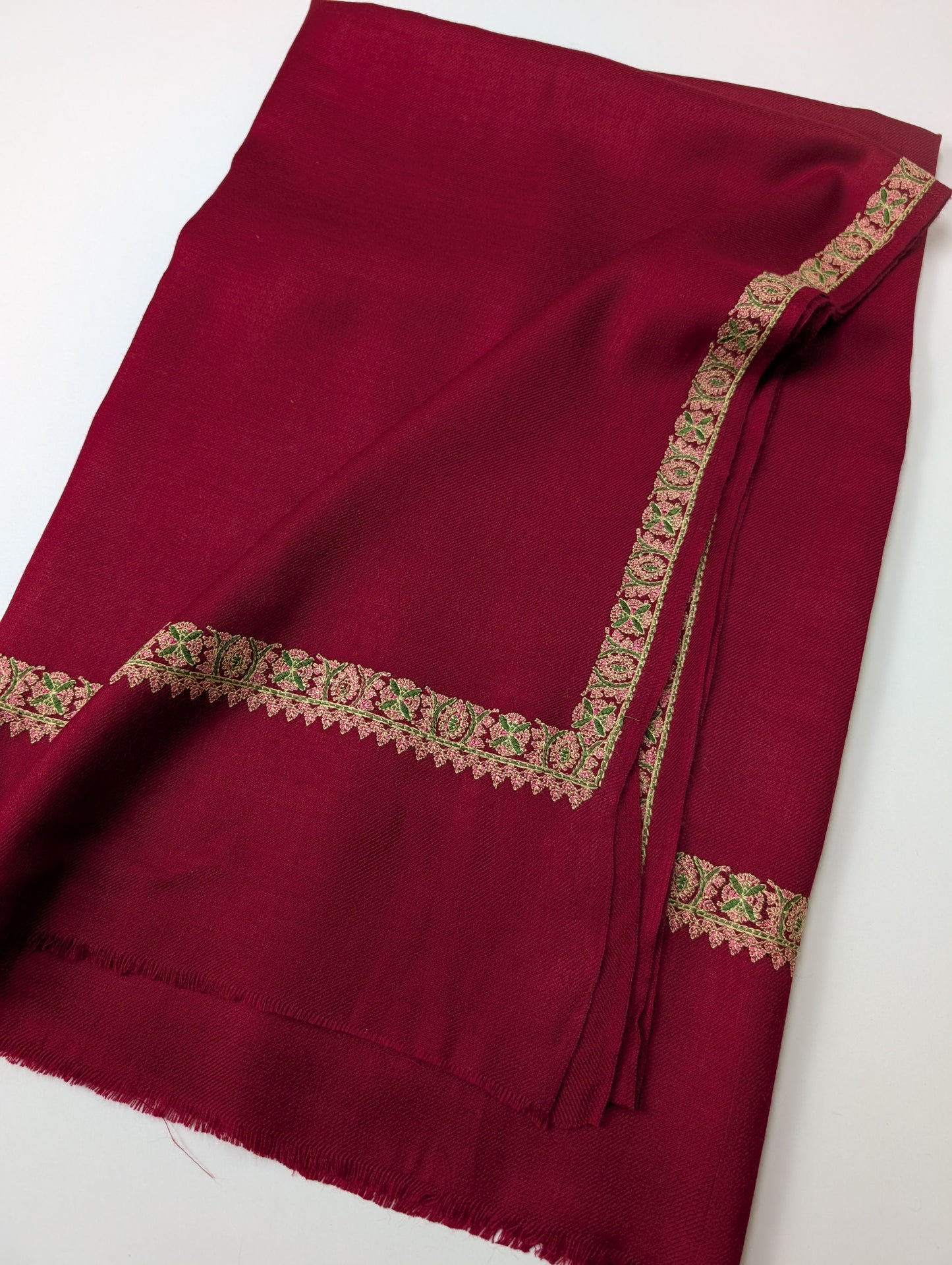 Hashia Border Embroidered Pashmina Shawl Best Selling Shawl Perfect Gift | Maroon