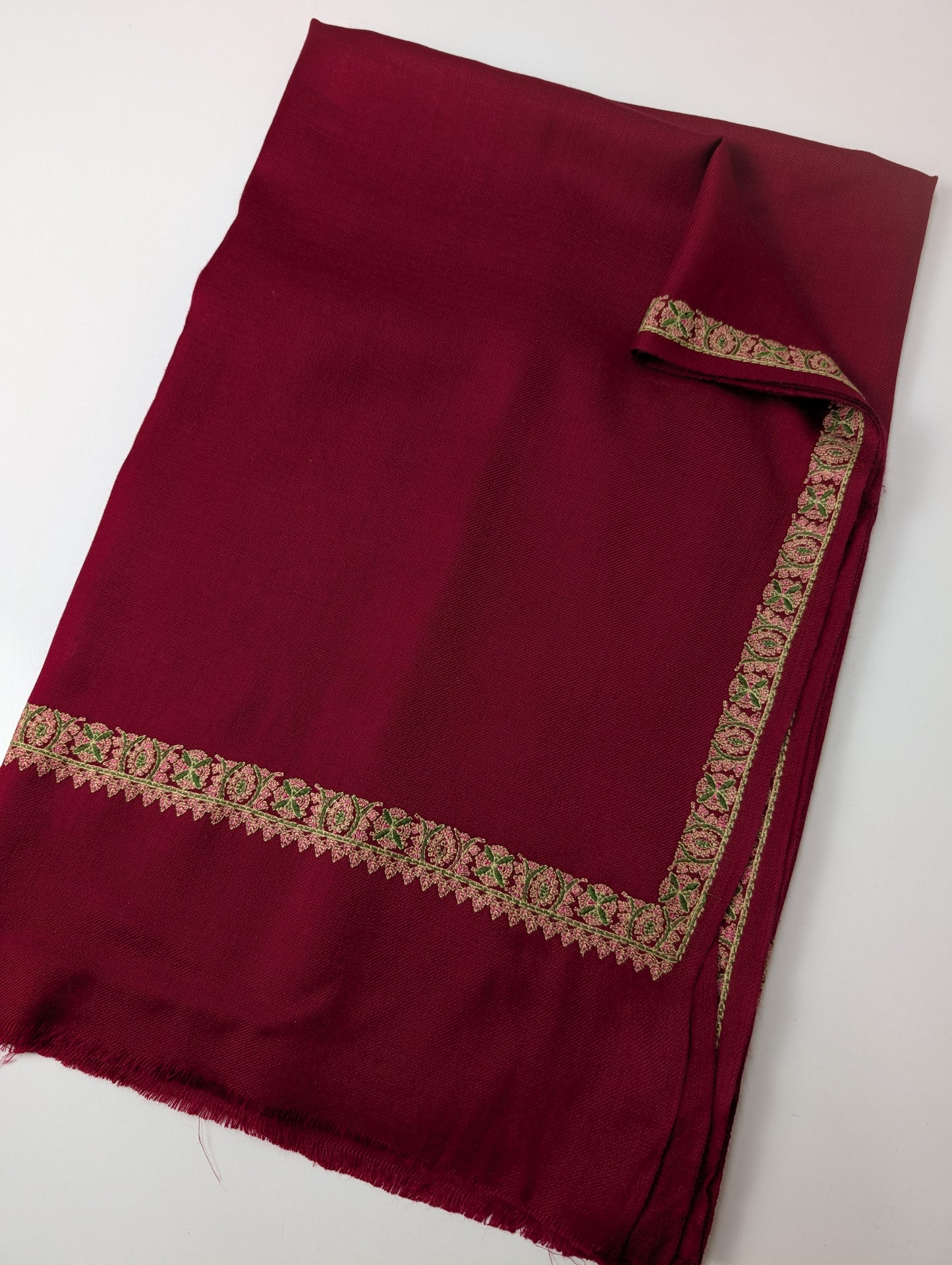 Hashia Border Embroidered Pashmina Shawl Best Selling Shawl Perfect Gift | Maroon